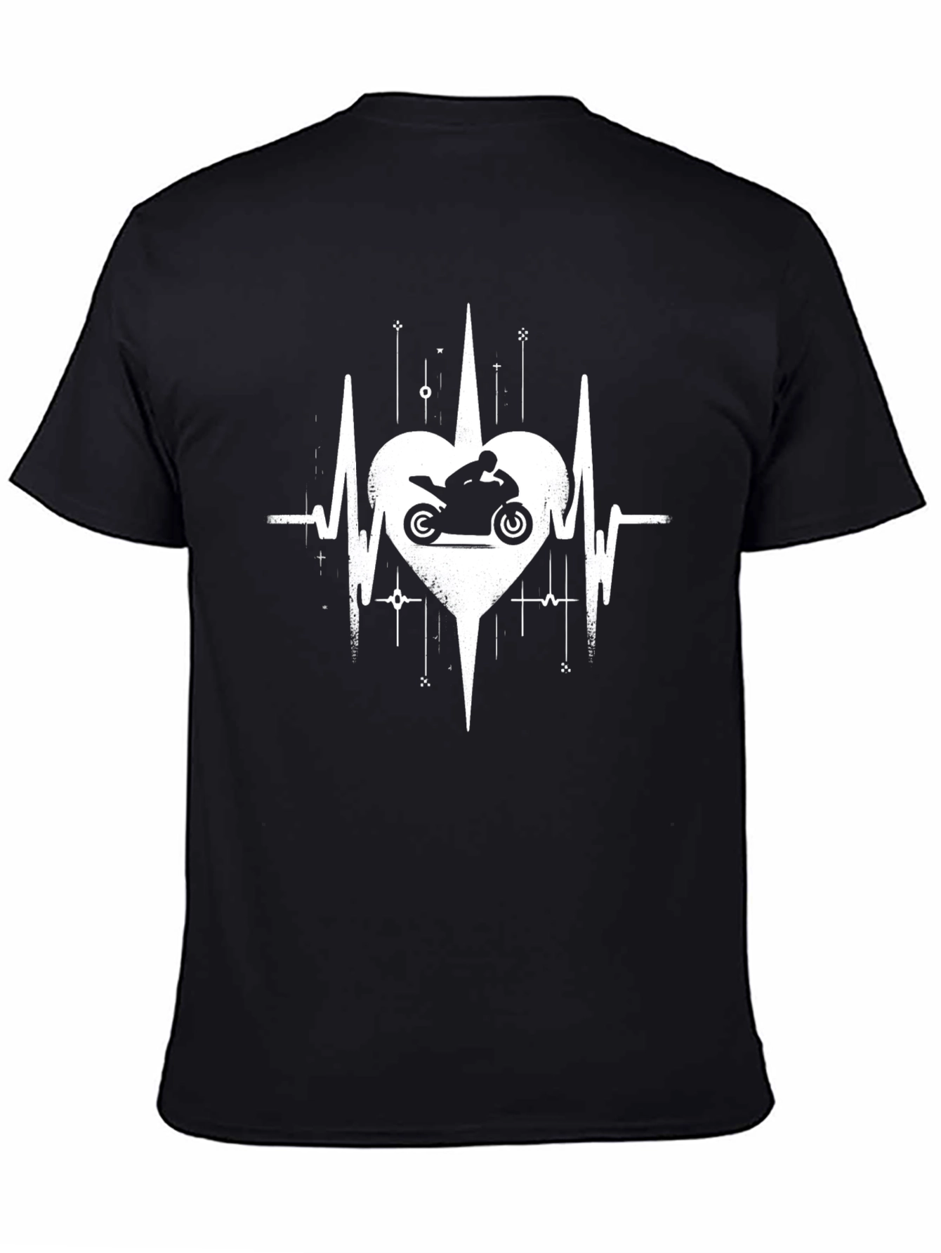 Motorcycle Heartbeat Graphic Tee - Black