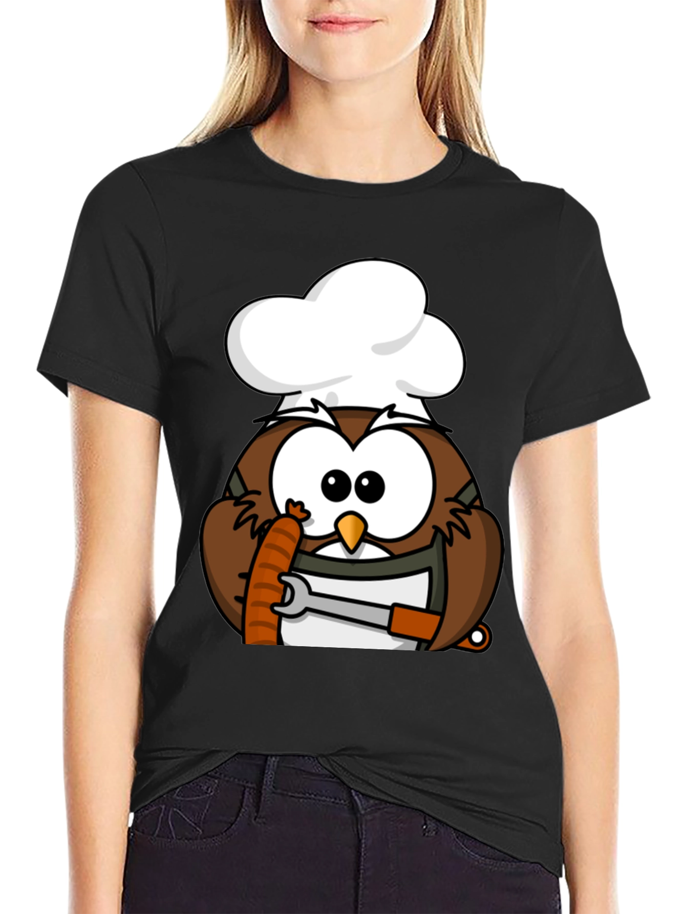 Chef Owl T-Shirt - Novelty Cartoon Tee