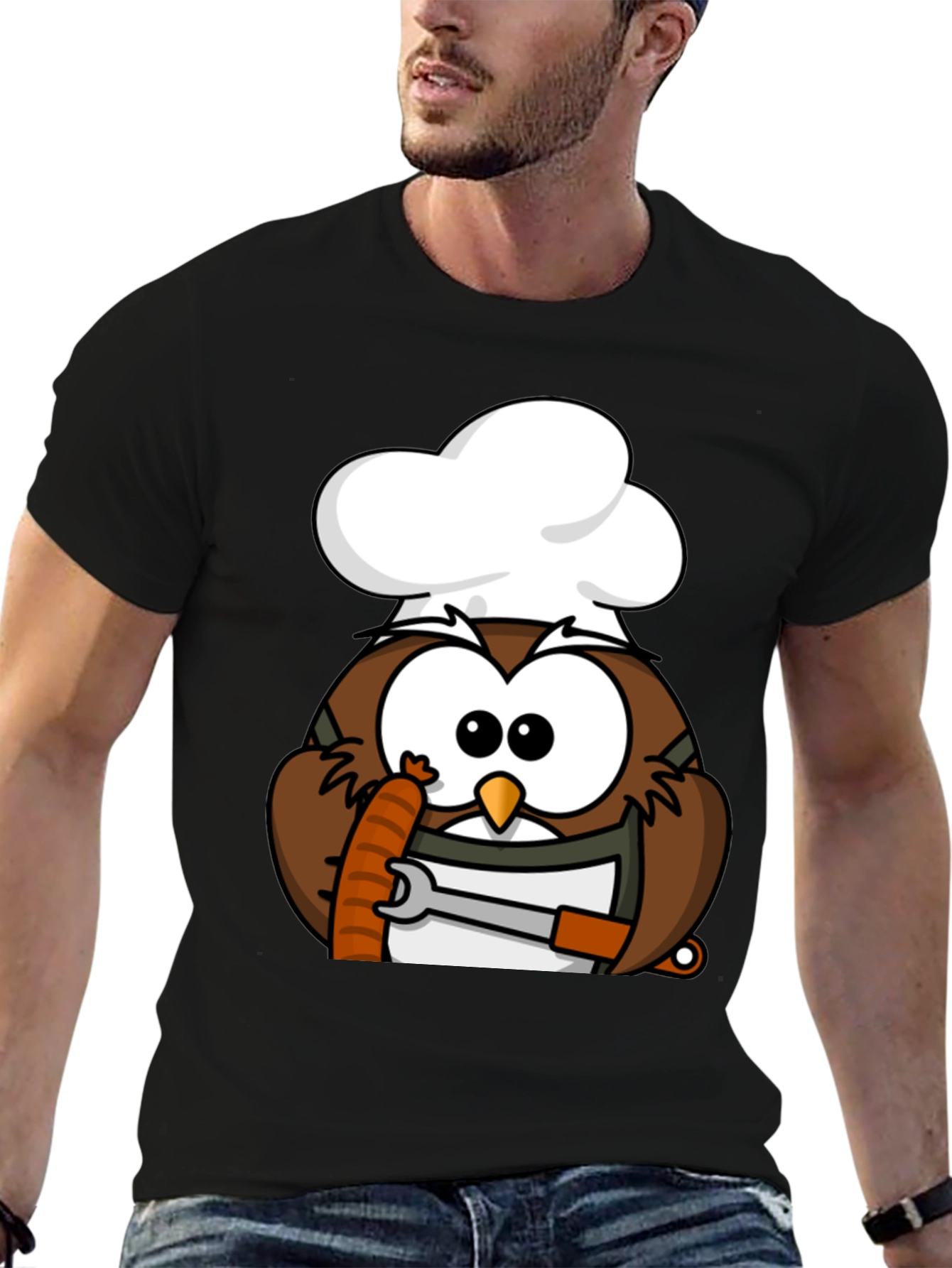 Chef Owl T-Shirt - Novelty Cartoon Tee