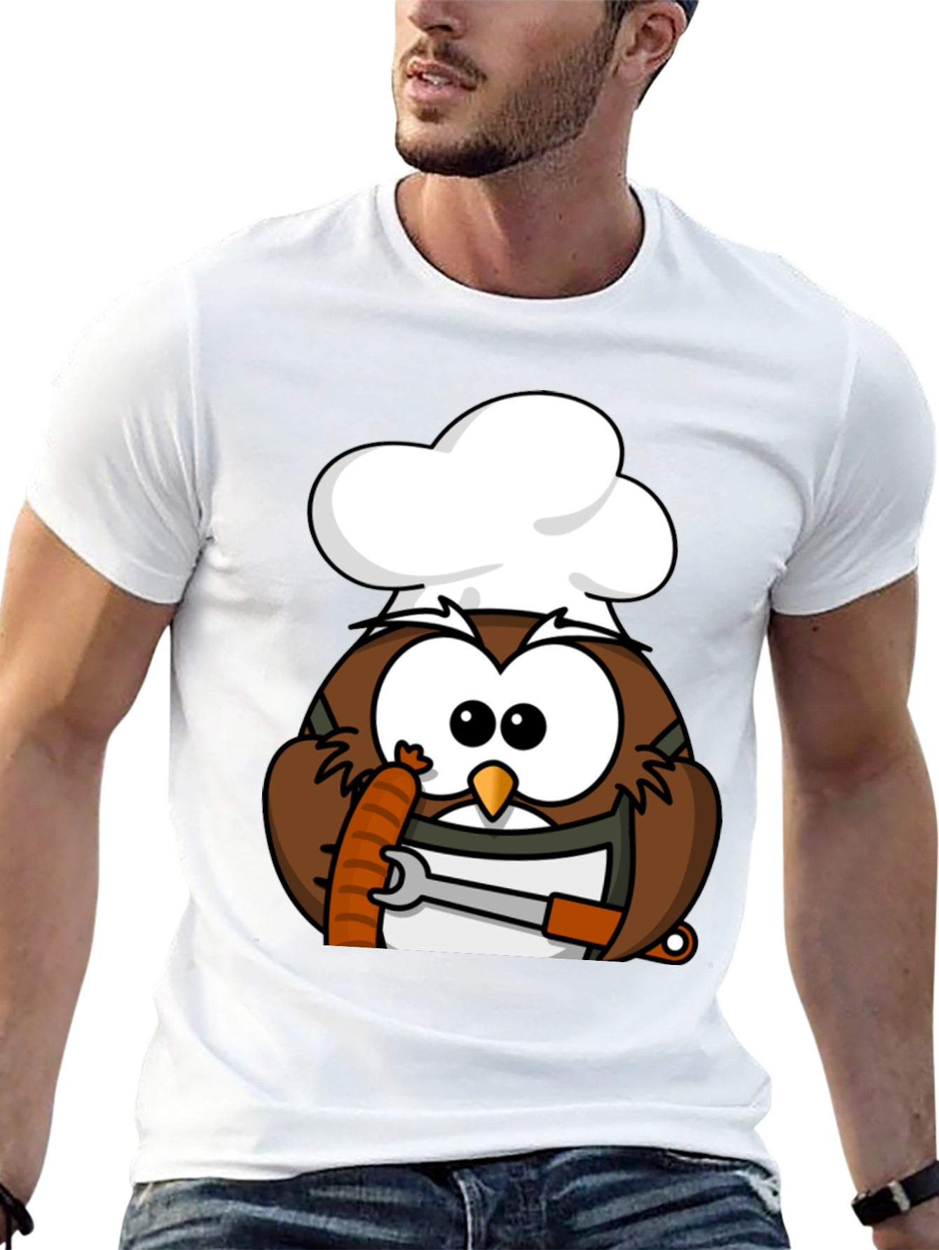Chef Owl T-Shirt - Novelty Cartoon Tee