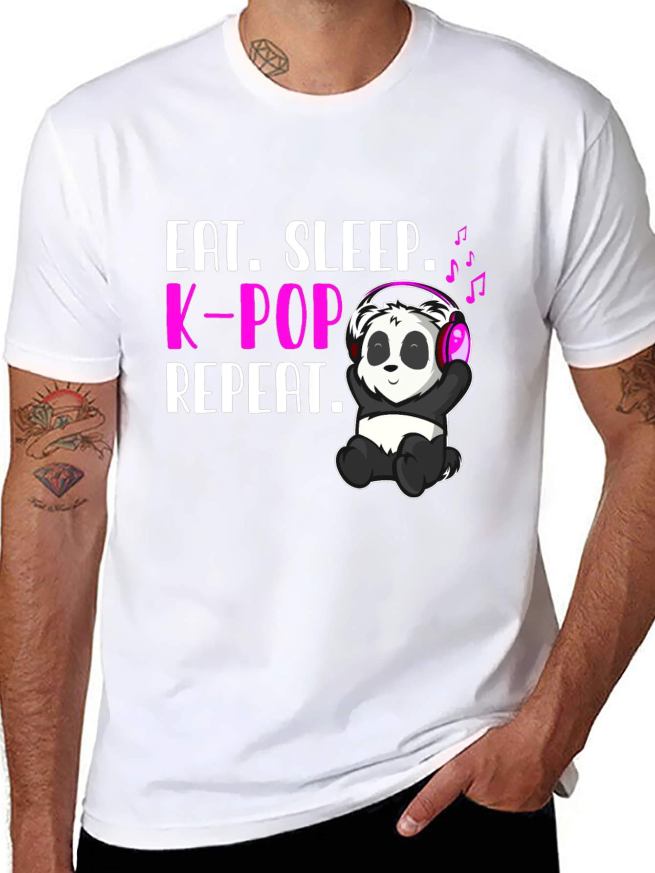 Eat Sleep K-Pop Repeat Panda T-Shirt