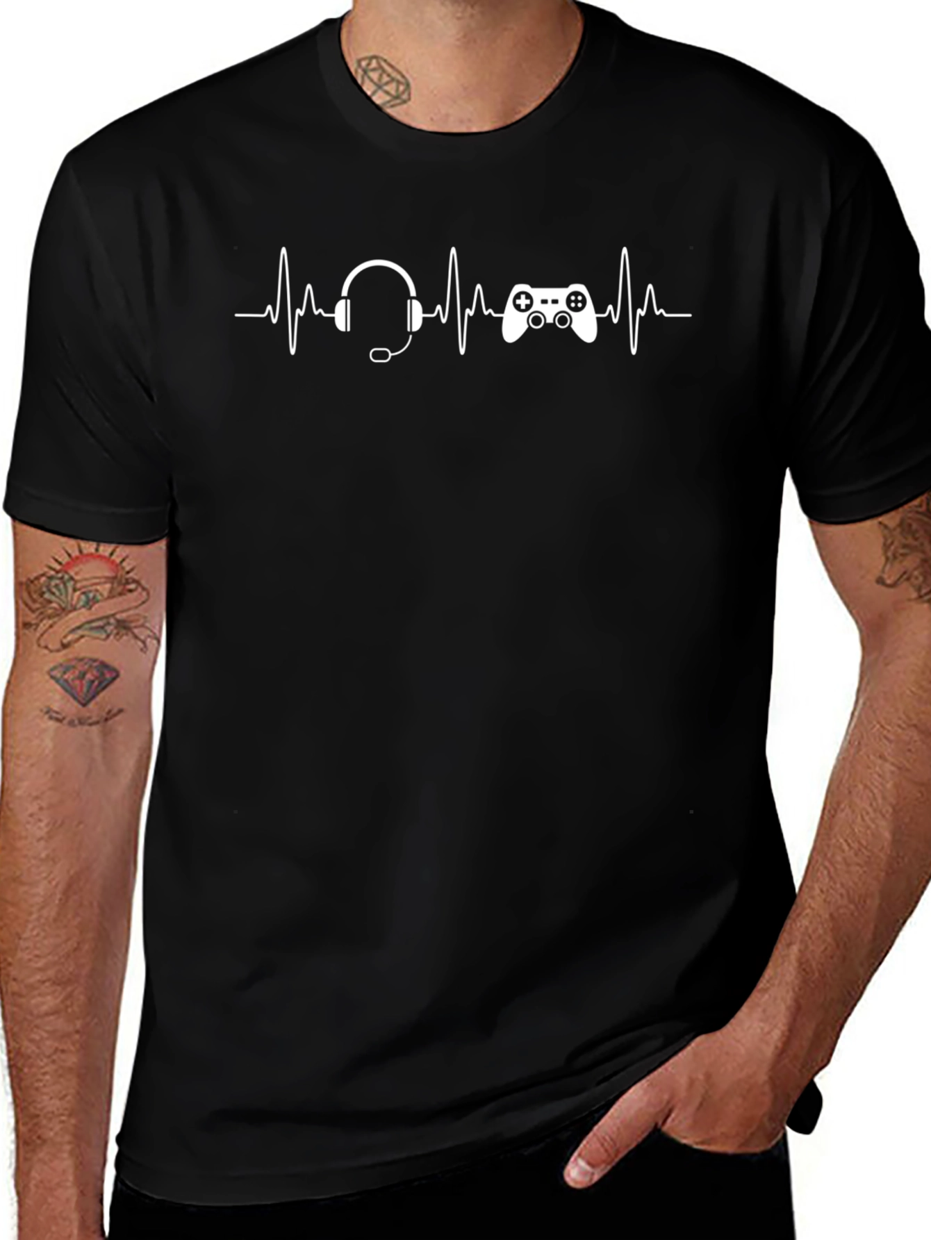 Gamer Heartbeat T-Shirt - Black