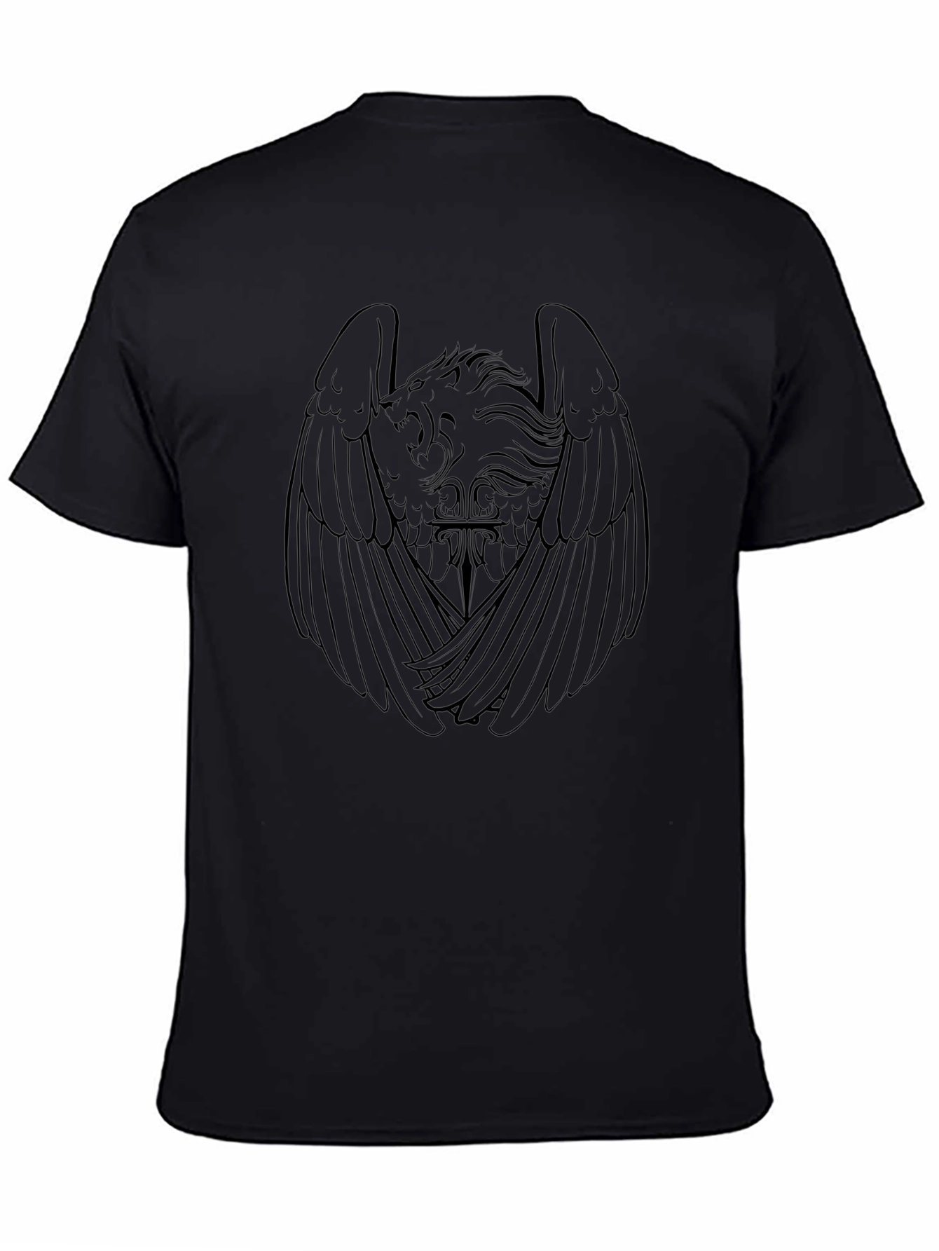 Winged Lion Graphic T-Shirt - Mens Black Tee
