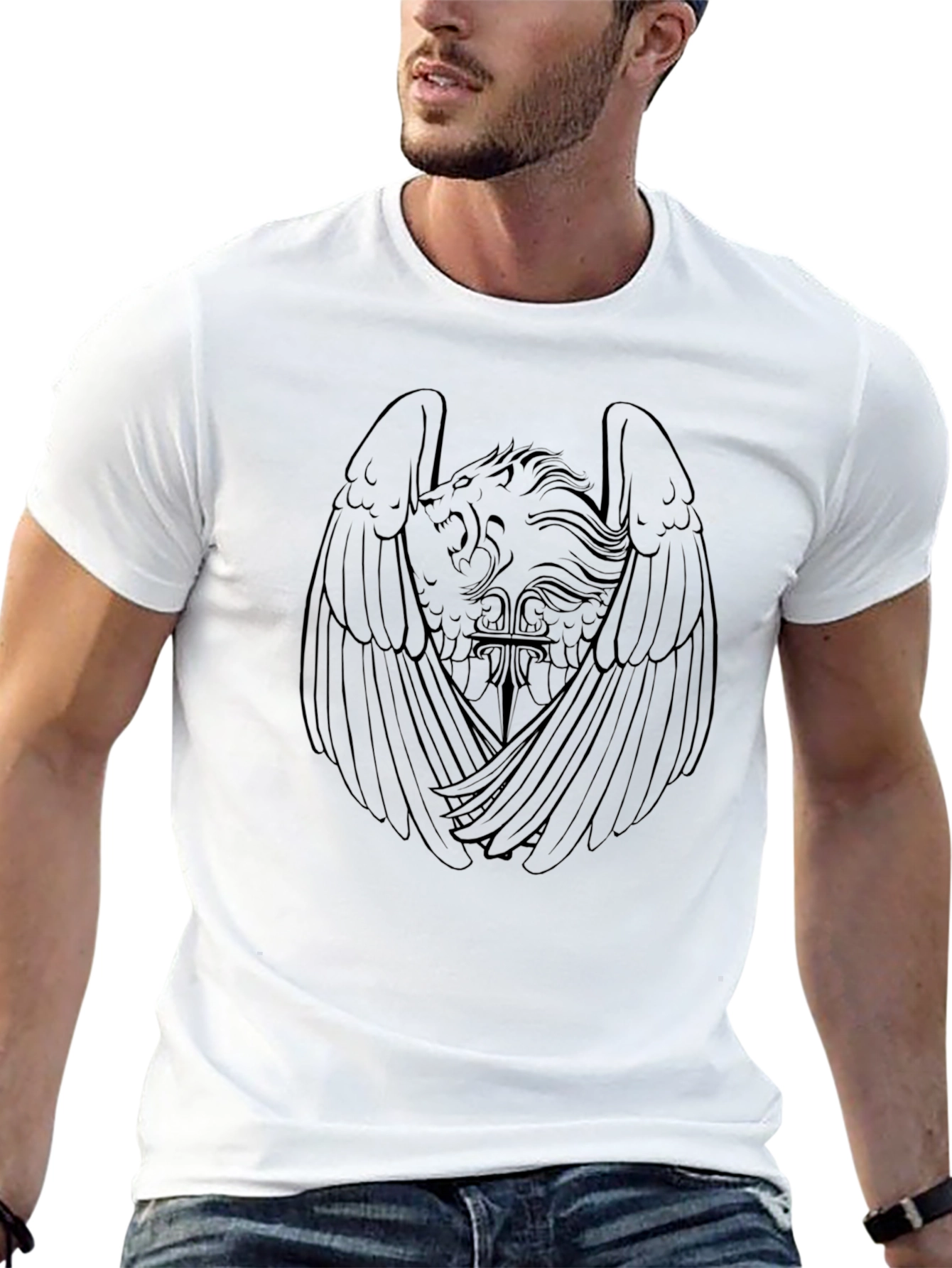 Winged Lion Graphic T-Shirt - Mens Black Tee