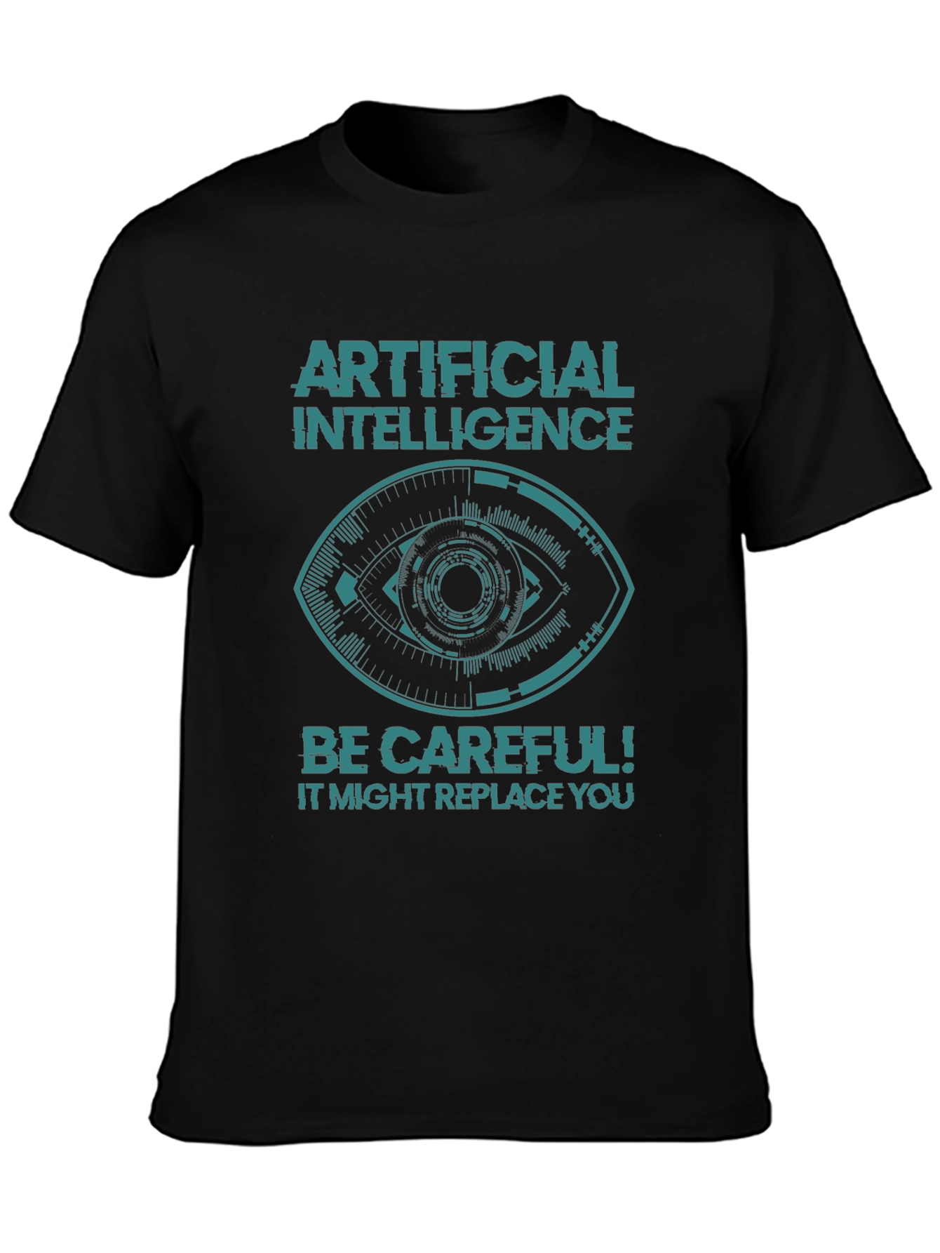 AI Warning Graphic Tee - Be Careful! Slogan