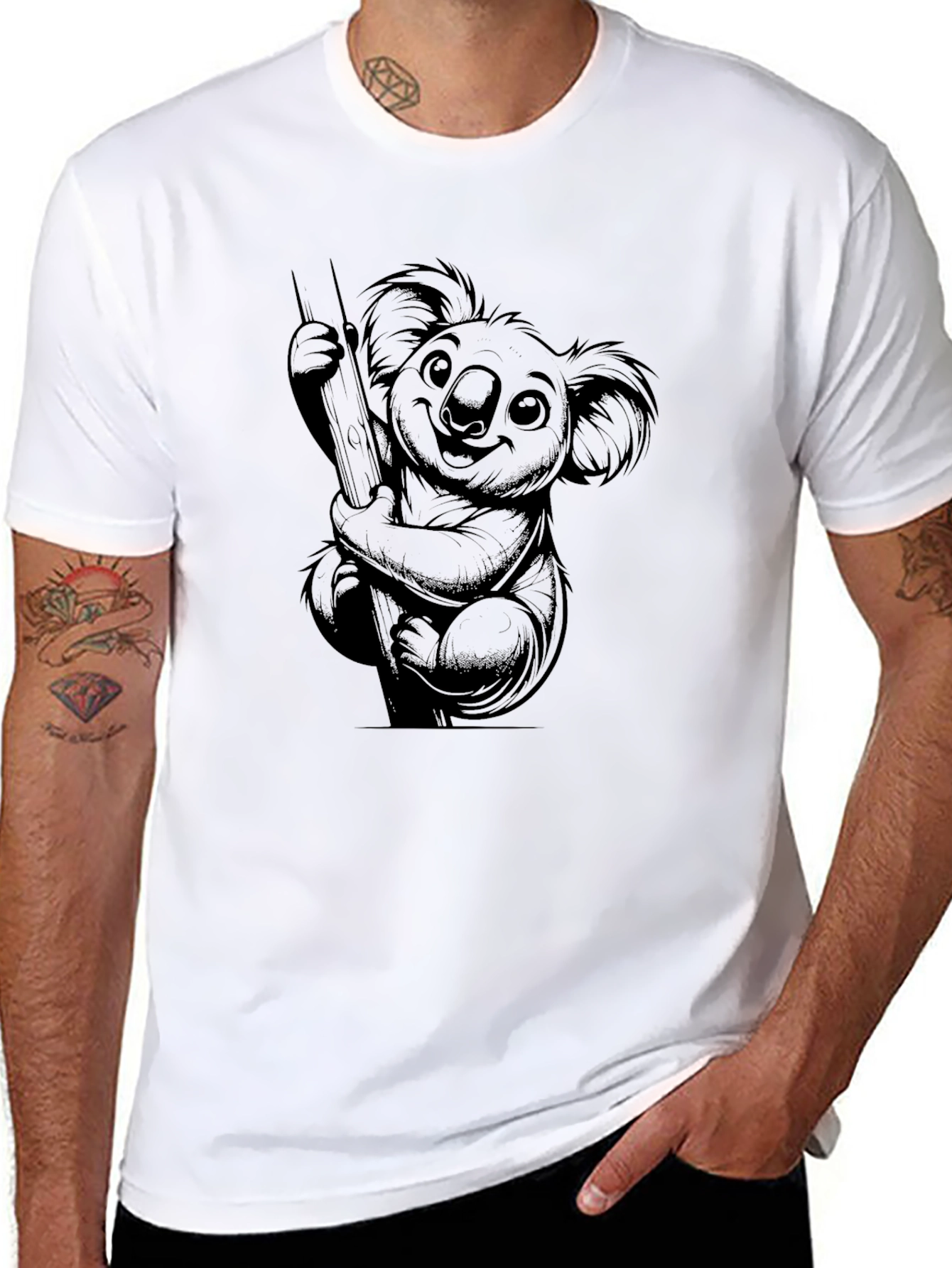 Koala Graphic T-Shirt - Black Unisex