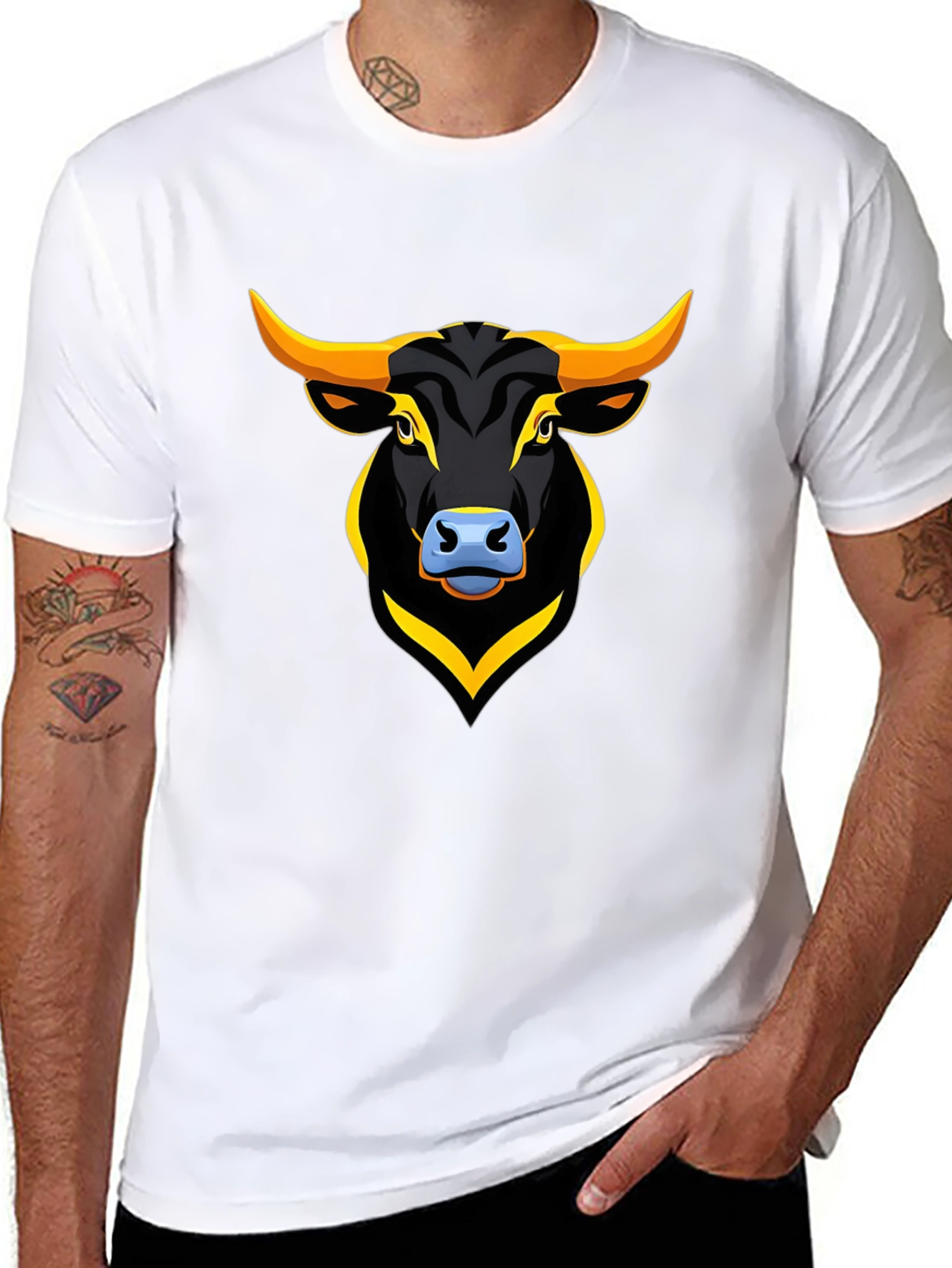 Bull Graphic Print Black T-Shirt