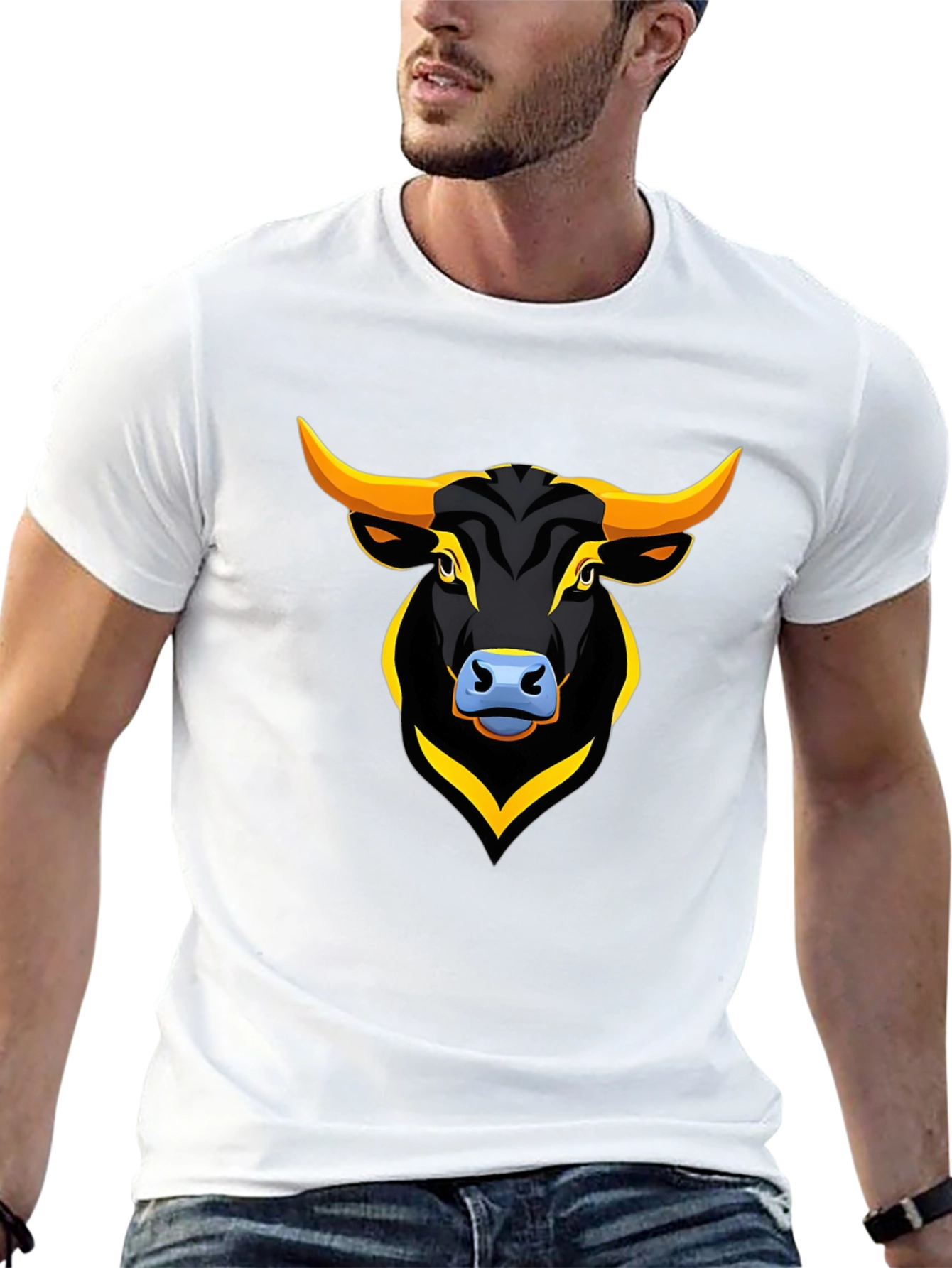 Bull Graphic Print Black T-Shirt