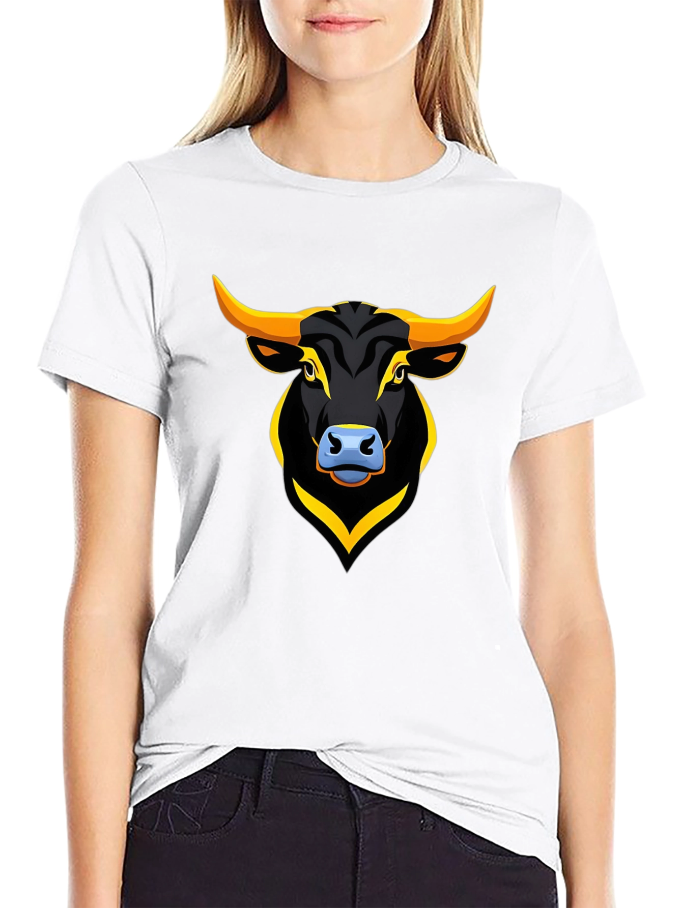 Bull Graphic Print Black T-Shirt
