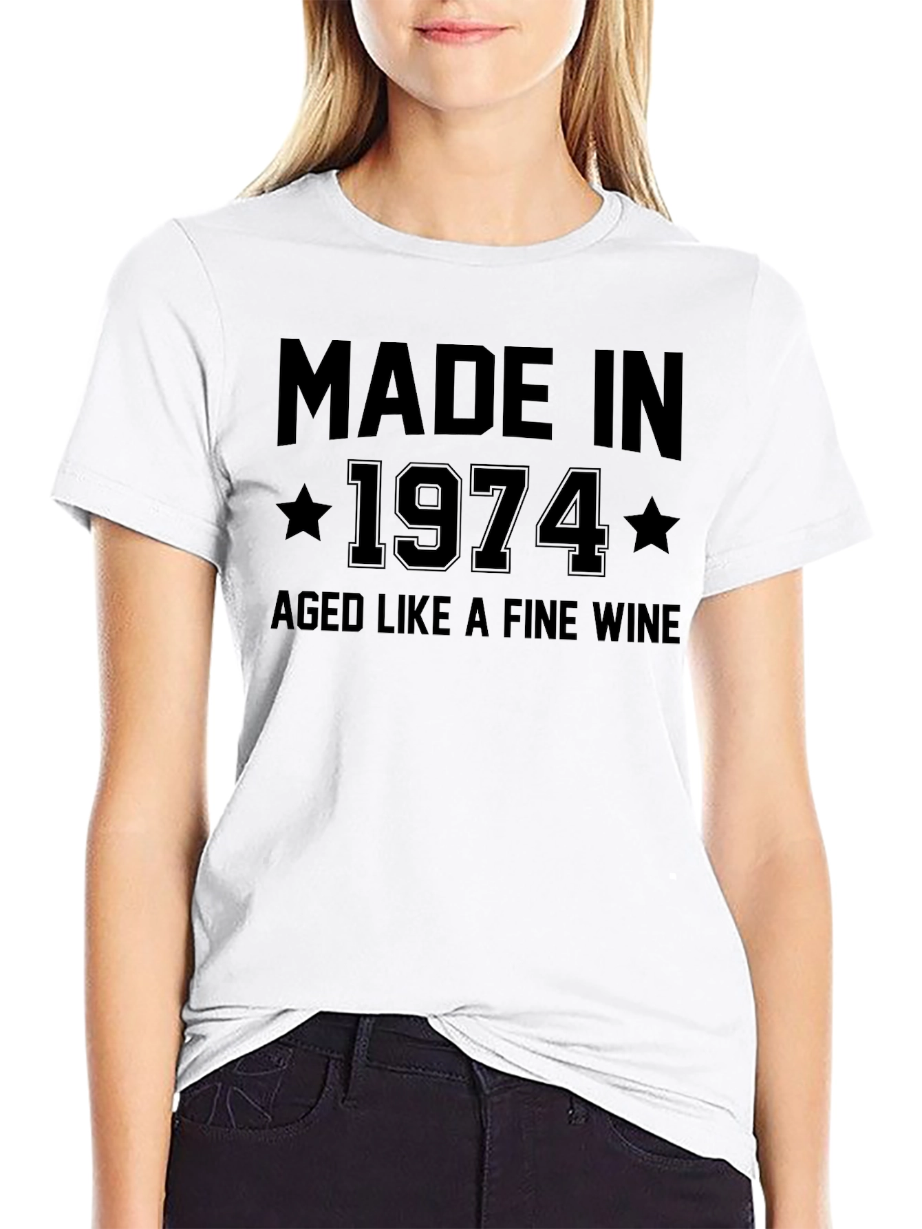 Made in 1974 Aged Like Fine Wine Black T-Shirt