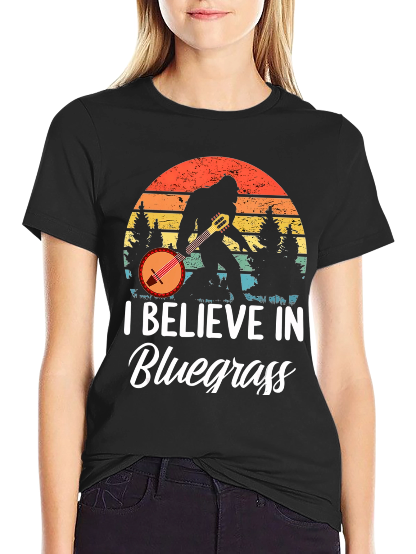 I Believe In Bluegrass Music Bigfoot T-Shirt