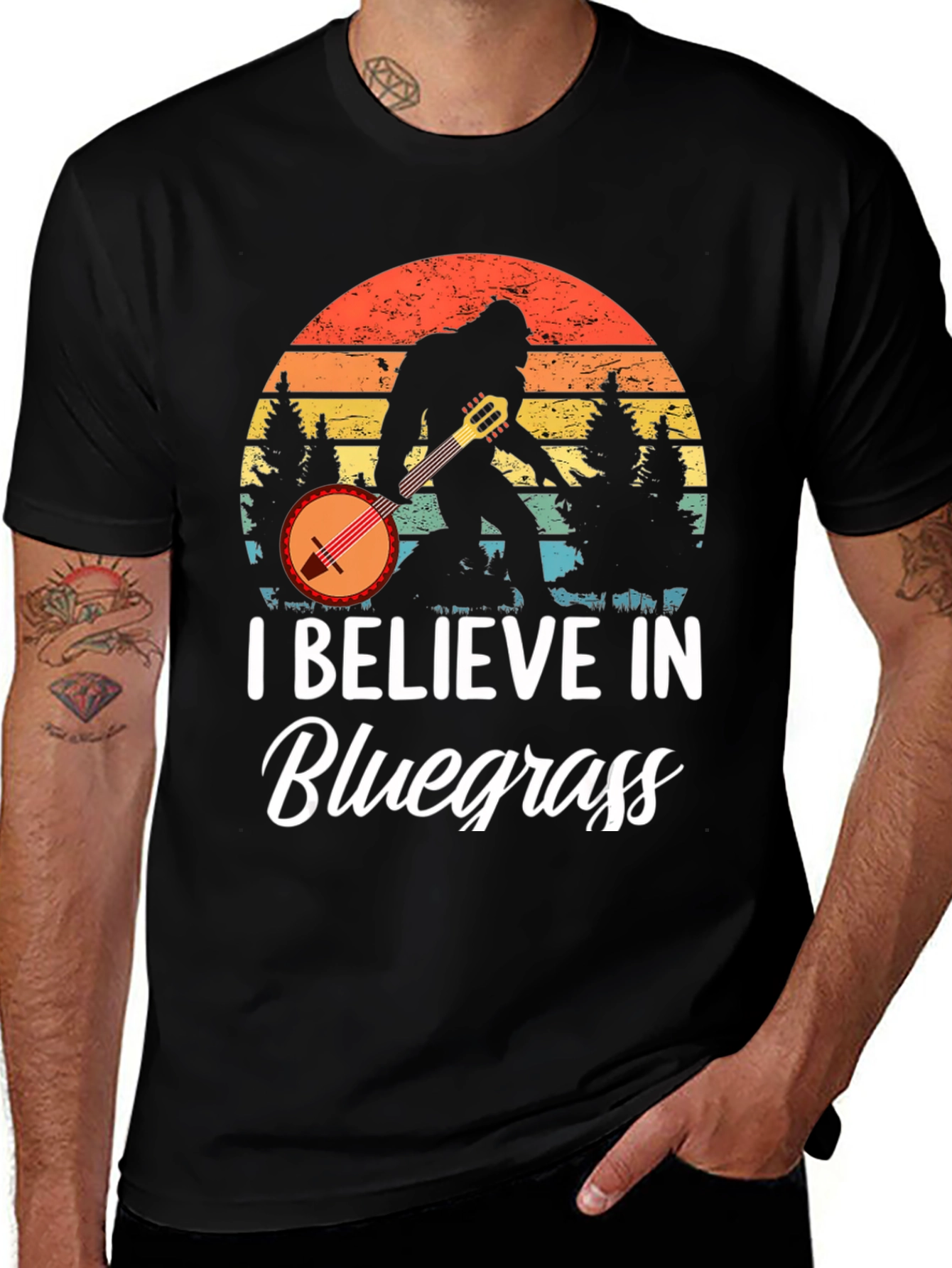 I Believe In Bluegrass Music Bigfoot T-Shirt