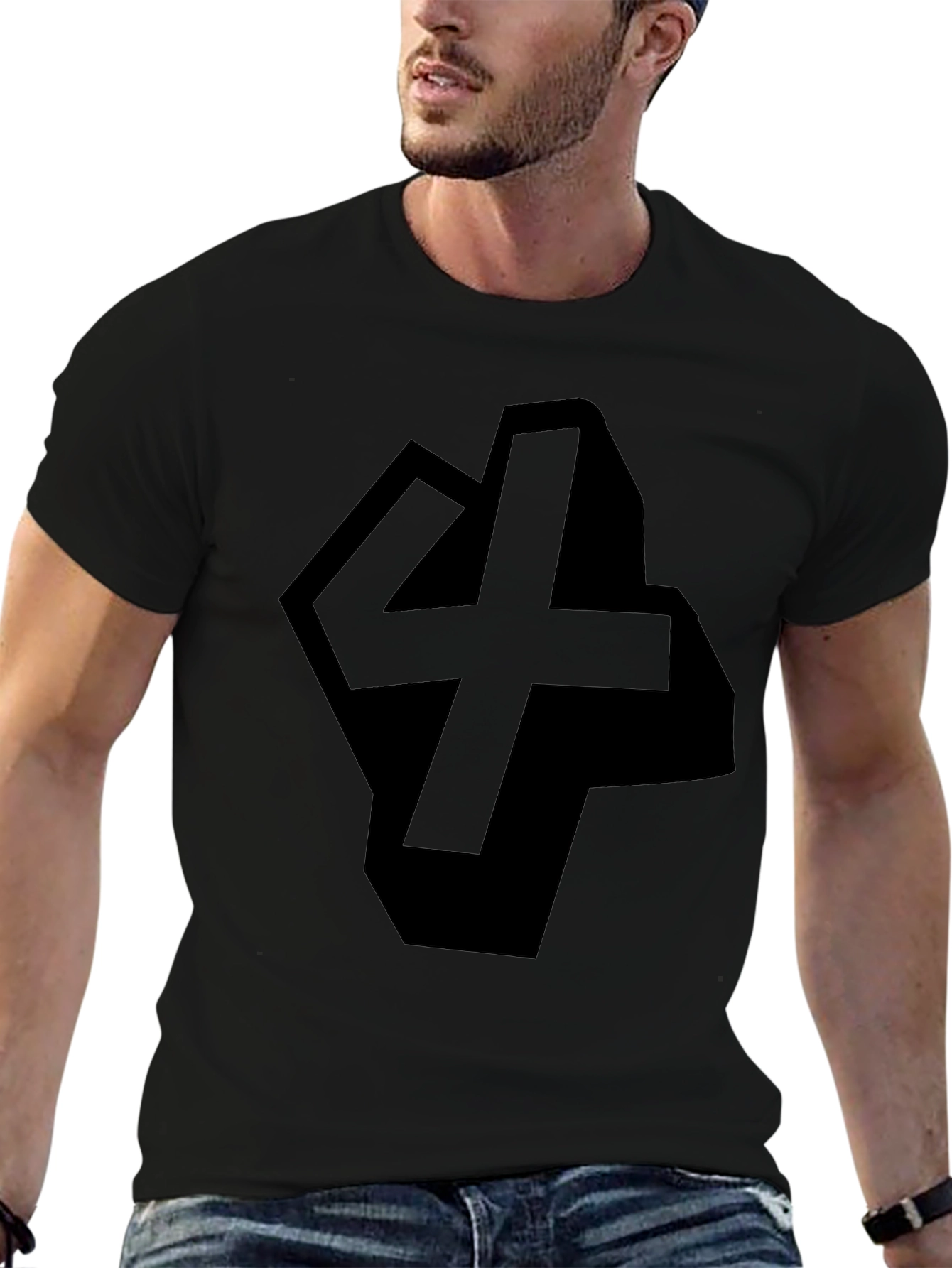 Geometric 4 T-Shirt - Modern Black Graphic Tee