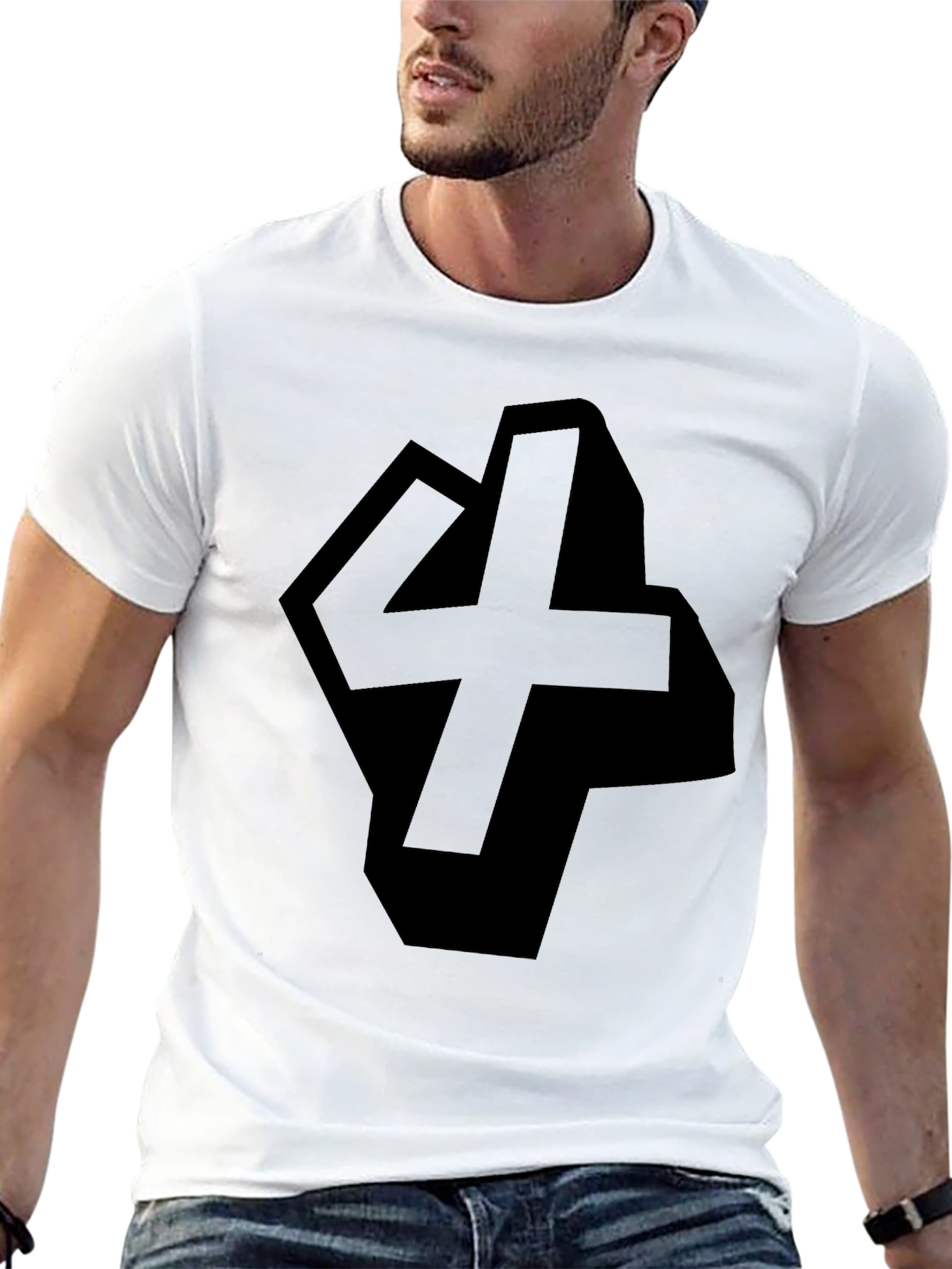Geometric 4 T-Shirt - Modern Black Graphic Tee