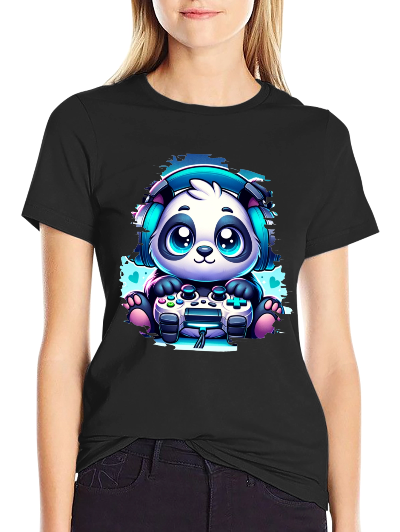 Gamer Panda T-Shirt - Cute Cartoon Design