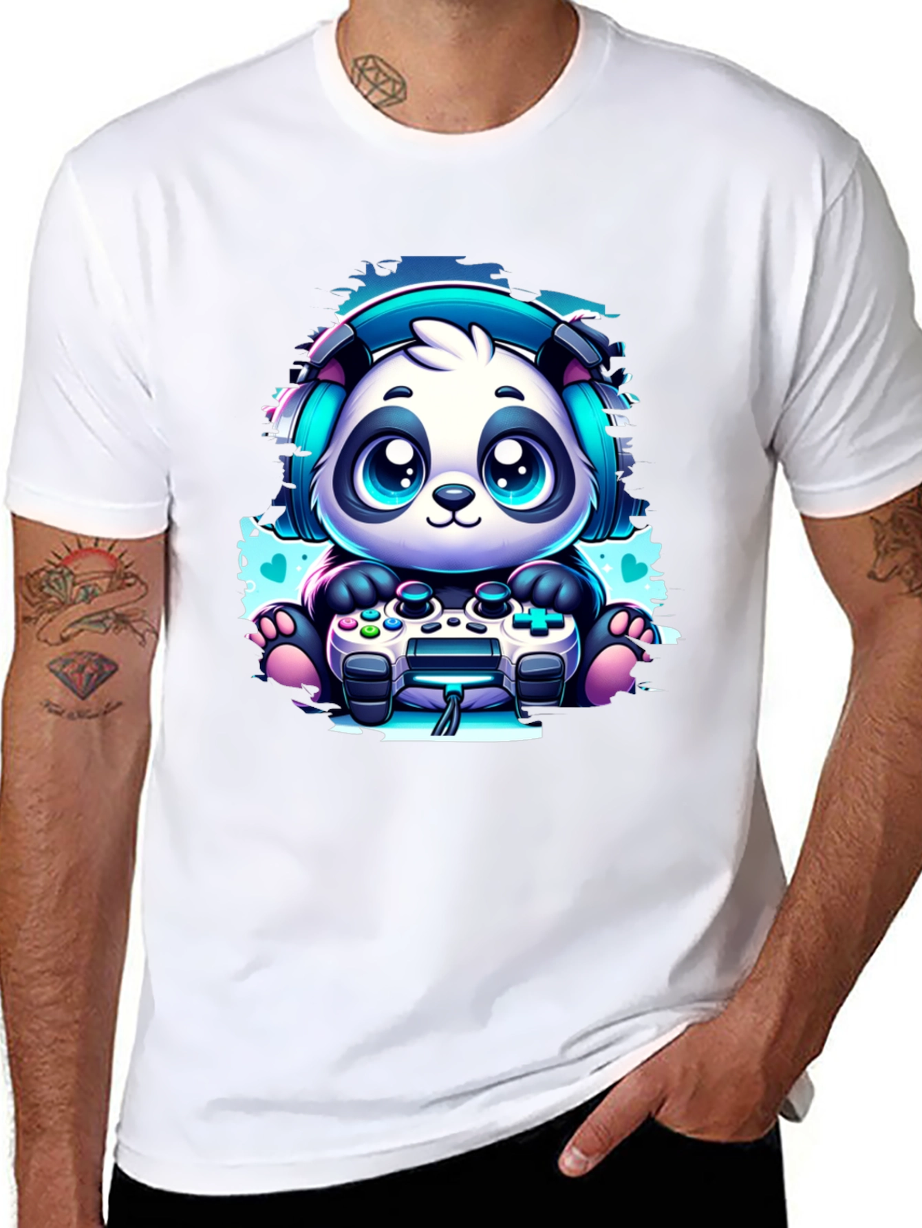 Gamer Panda T-Shirt - Cute Cartoon Design