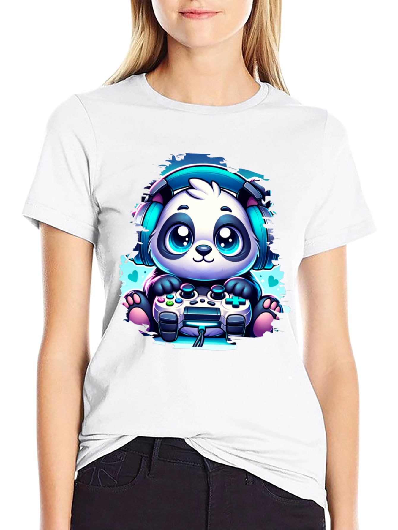 Gamer Panda T-Shirt - Cute Cartoon Design