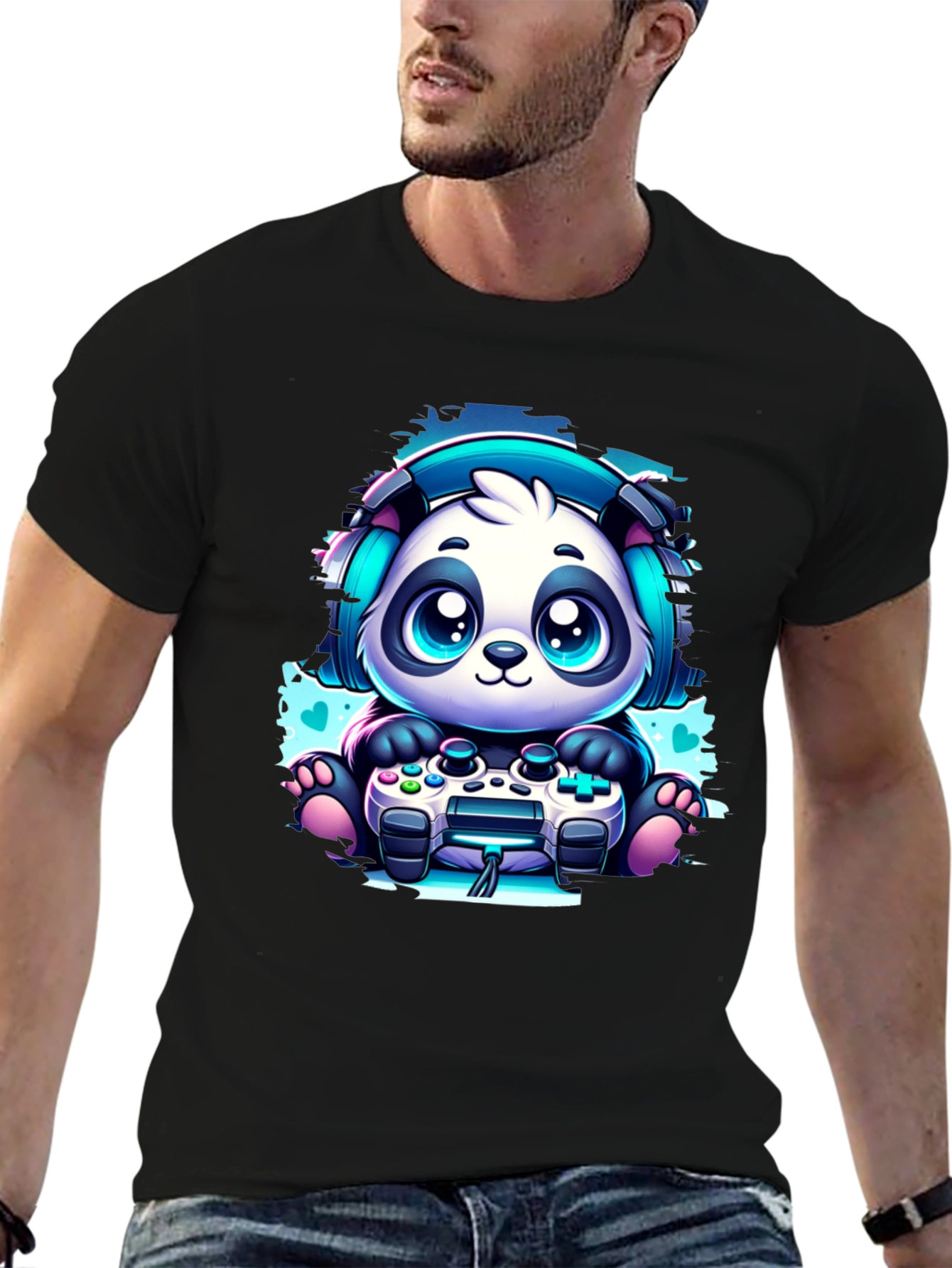 Gamer Panda T-Shirt - Cute Cartoon Design
