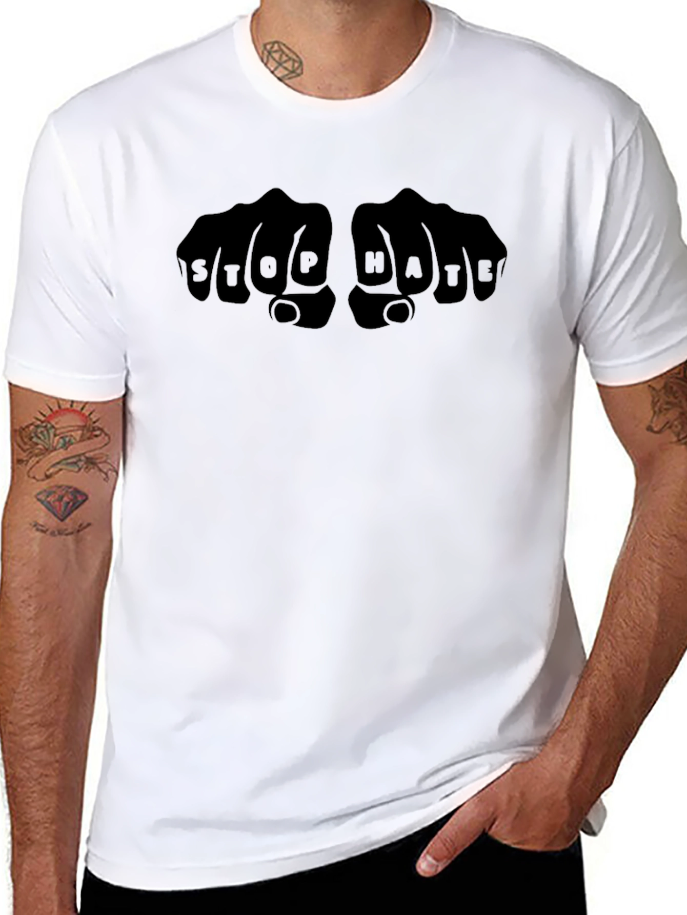 Stop Hate Fist Bump Graphic Tee - Unisex