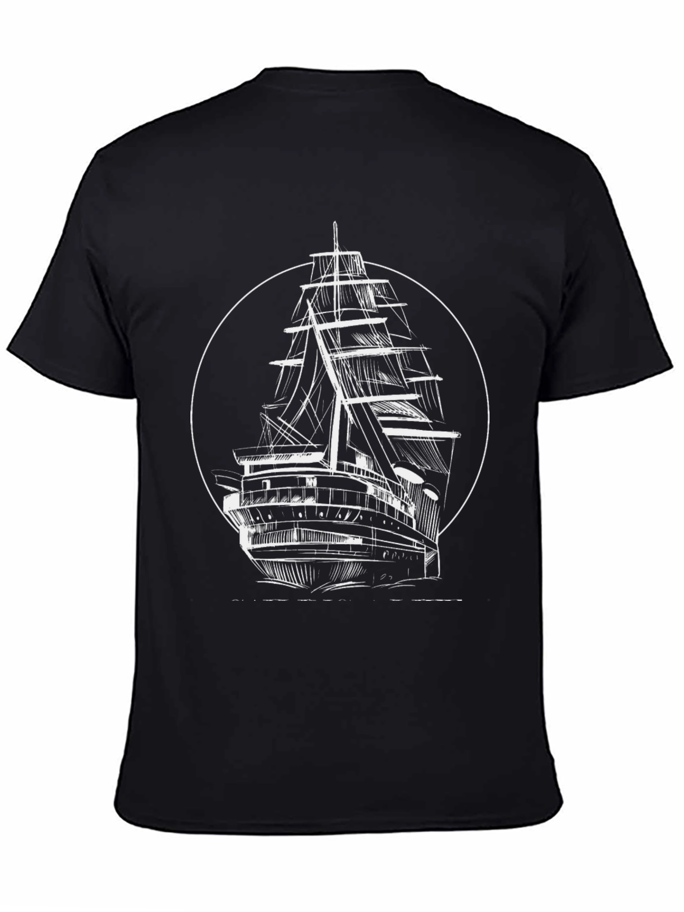 Nautical Ship Graphic T-Shirt - Black