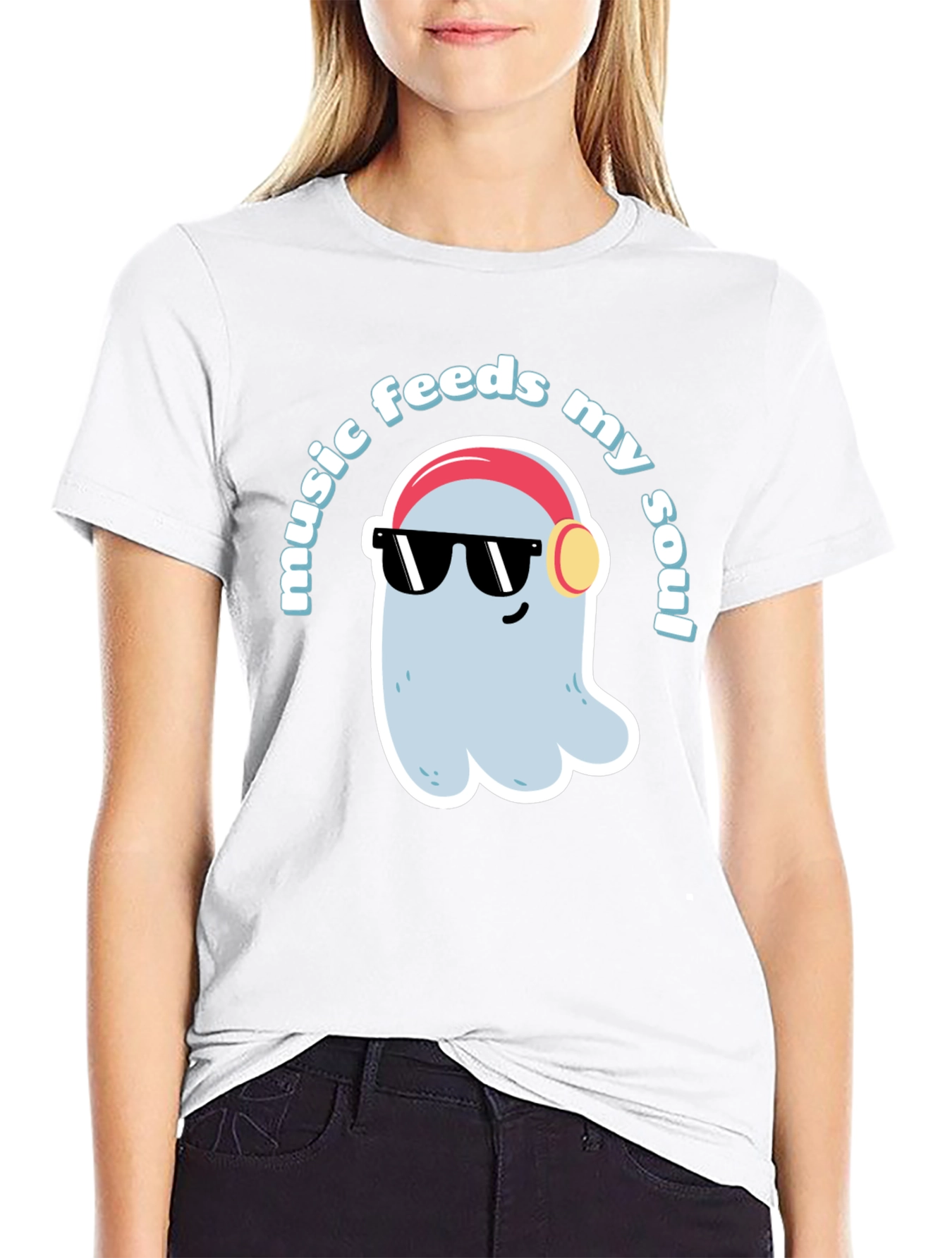Music Feeds My Soul T-Shirt - Cool Ghost Design