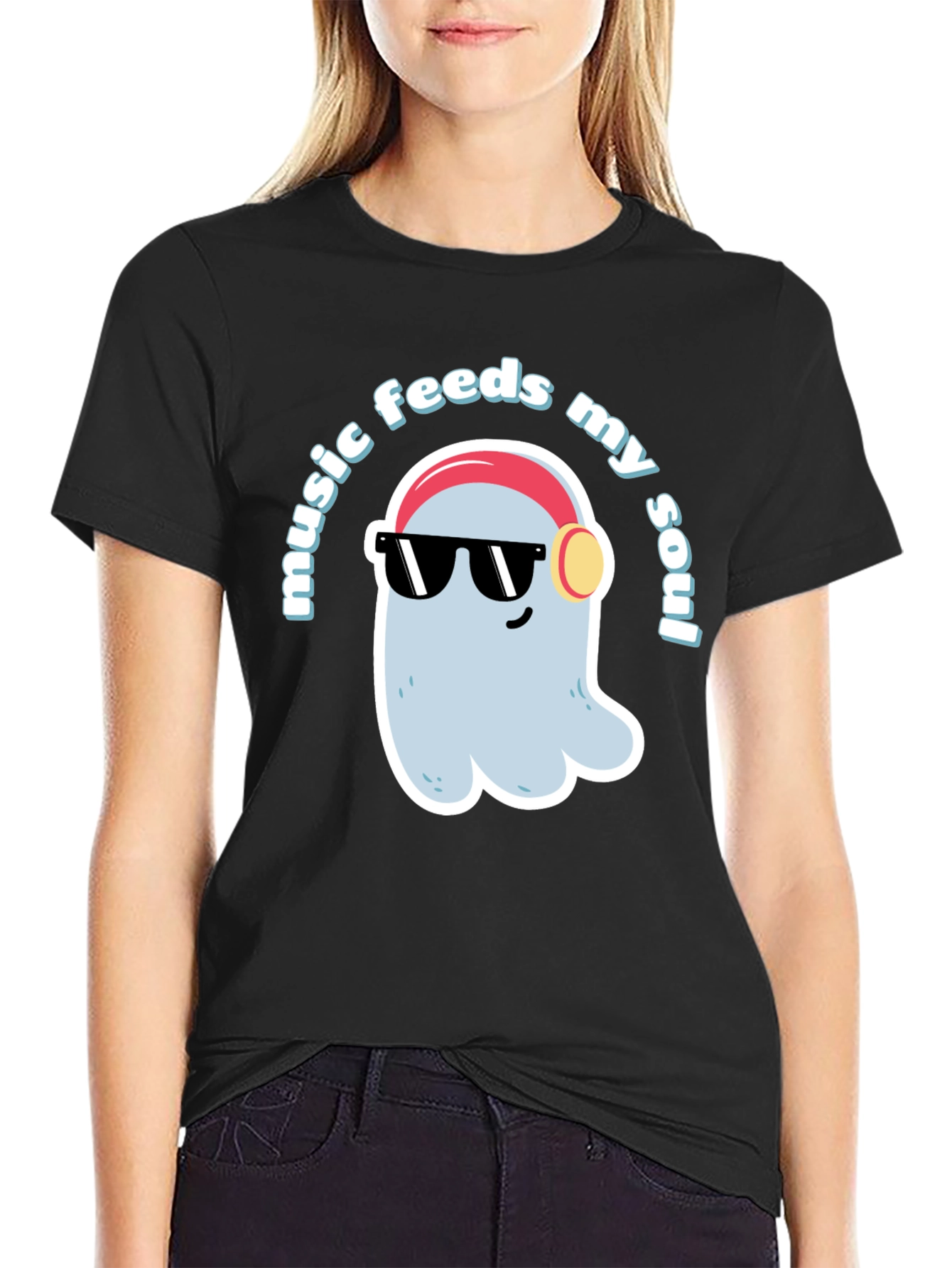 Music Feeds My Soul T-Shirt - Cool Ghost Design