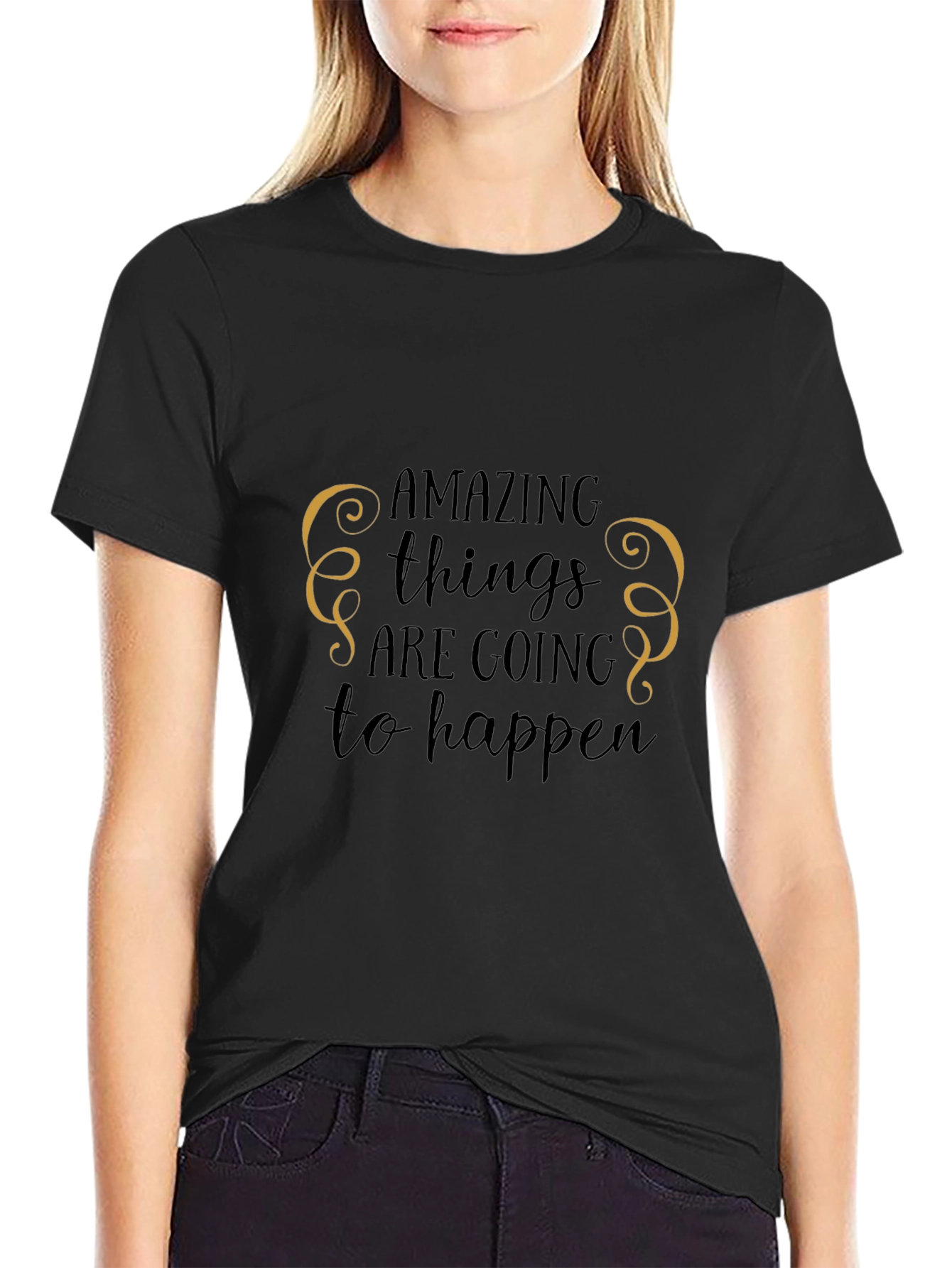 Amazing Things Graphic Tee - Black Cotton T-Shirt