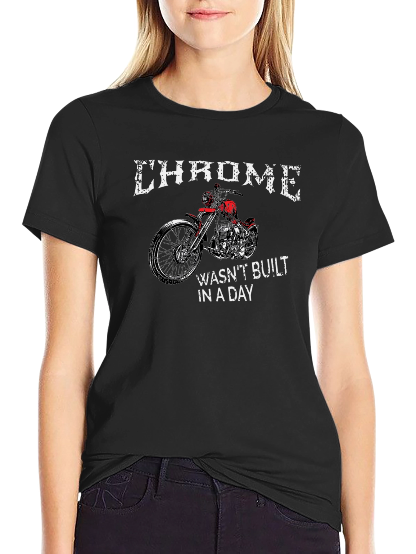 Chrome Motorcycle Graphic T-Shirt - Classic Biker Style