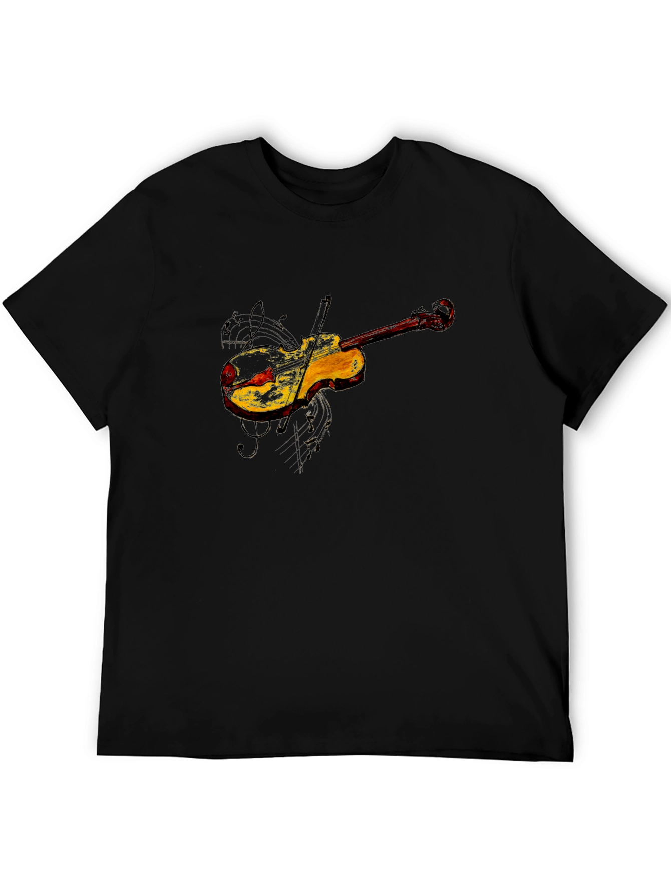 Violin Graphic Tee - Black Cotton Blend