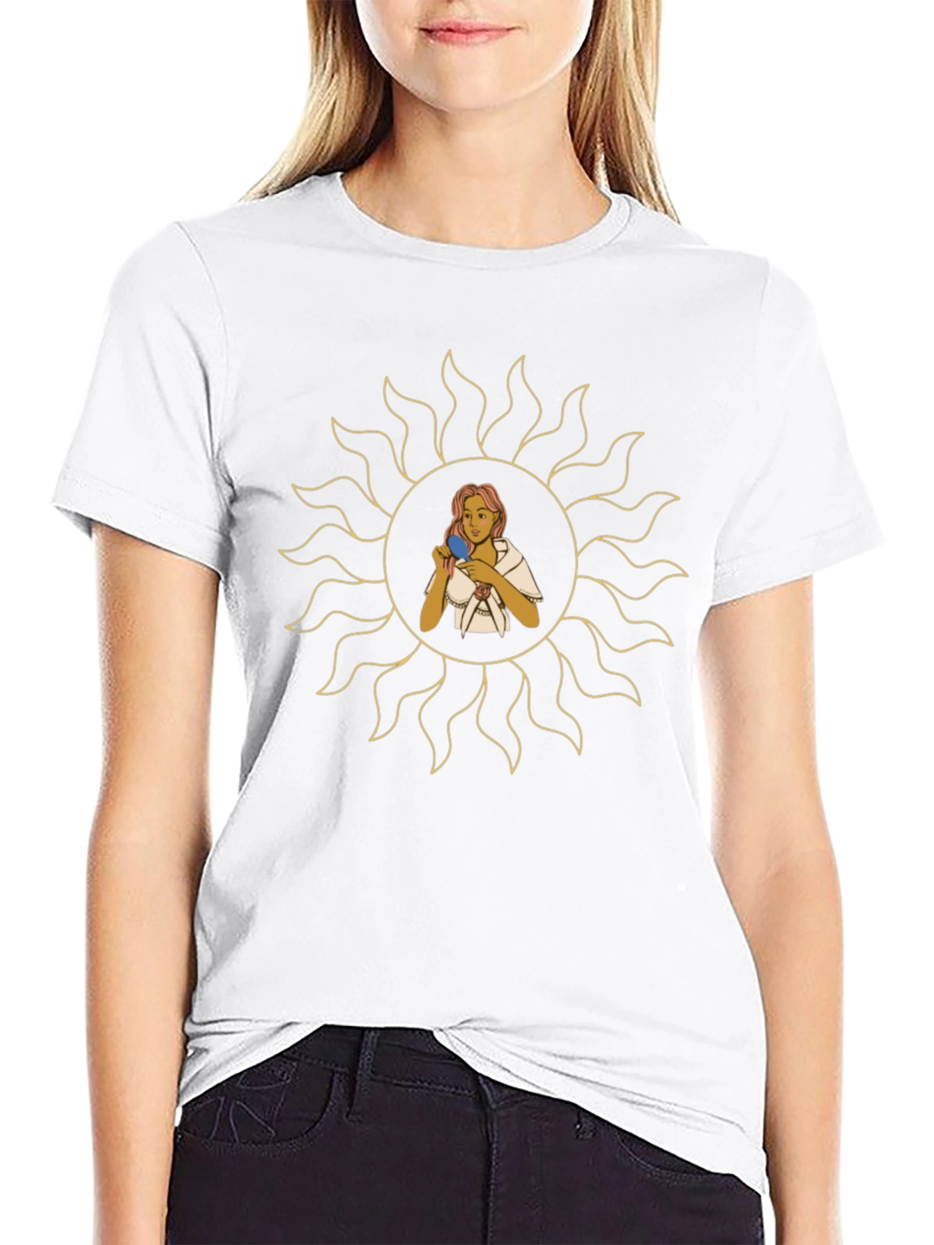 Sun Graphic Tee - Woman with Mirror