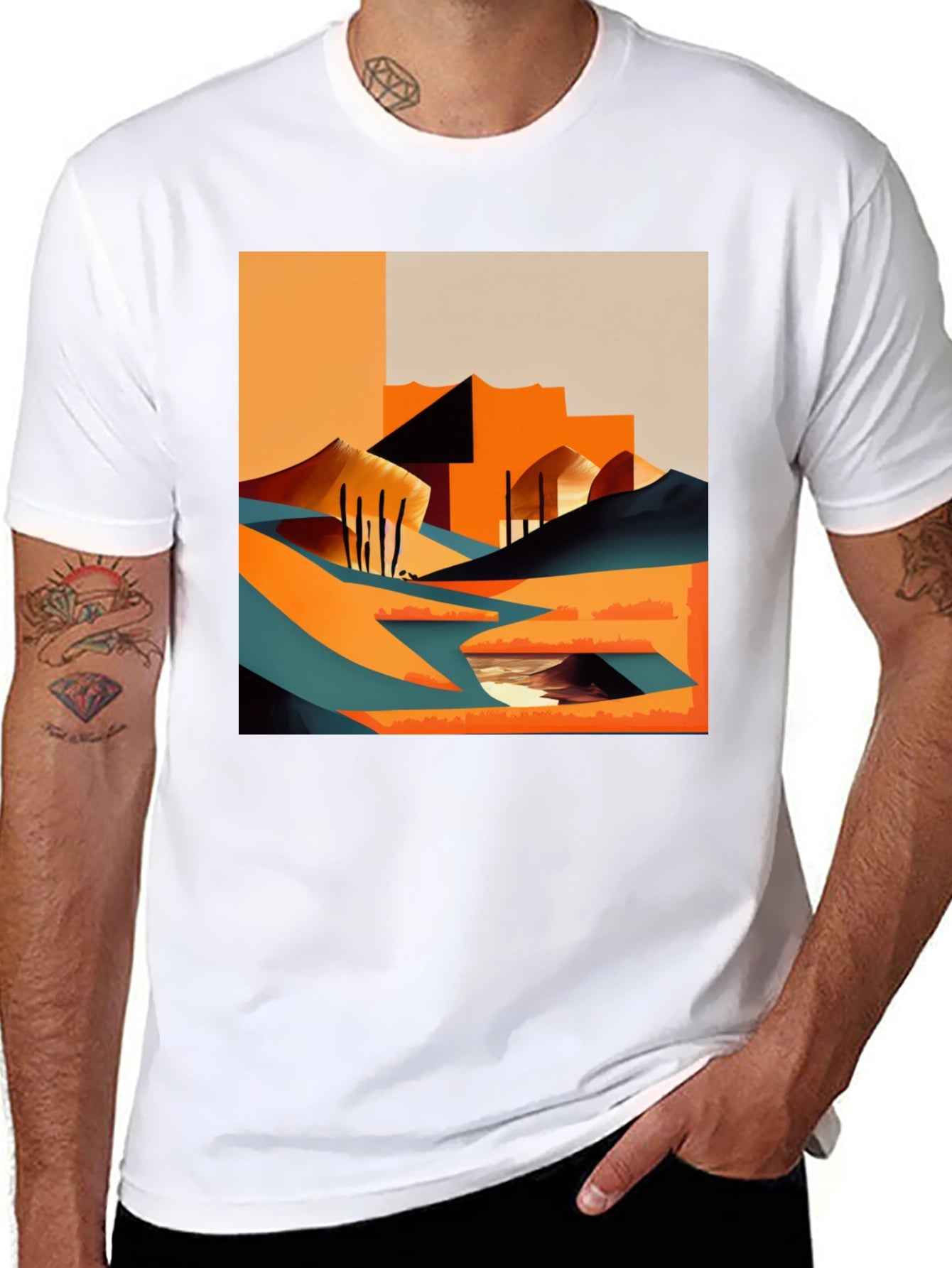 Abstract Desert Graphic Tee - Modern Art T-Shirt