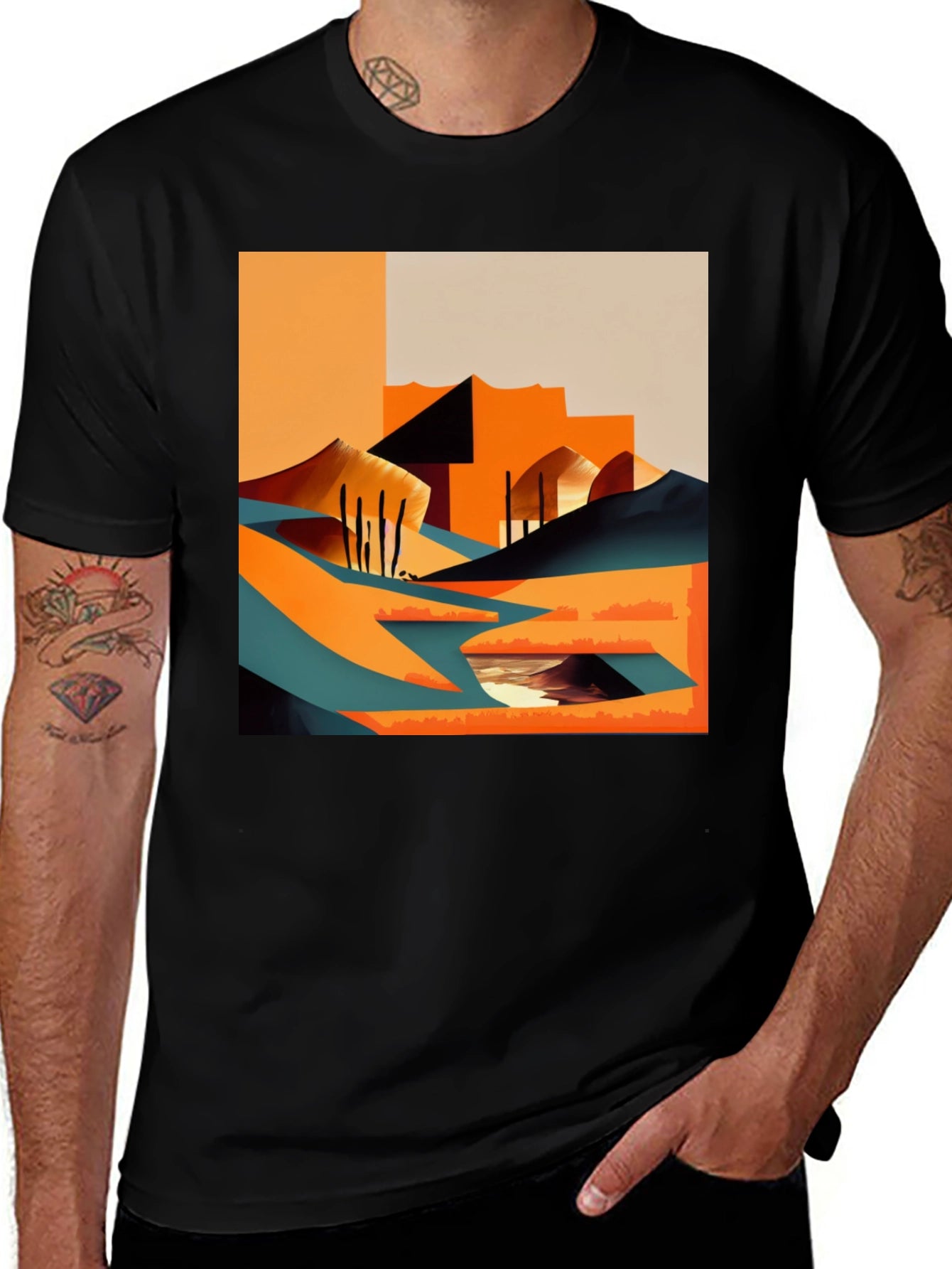 Abstract Desert Graphic Tee - Modern Art T-Shirt