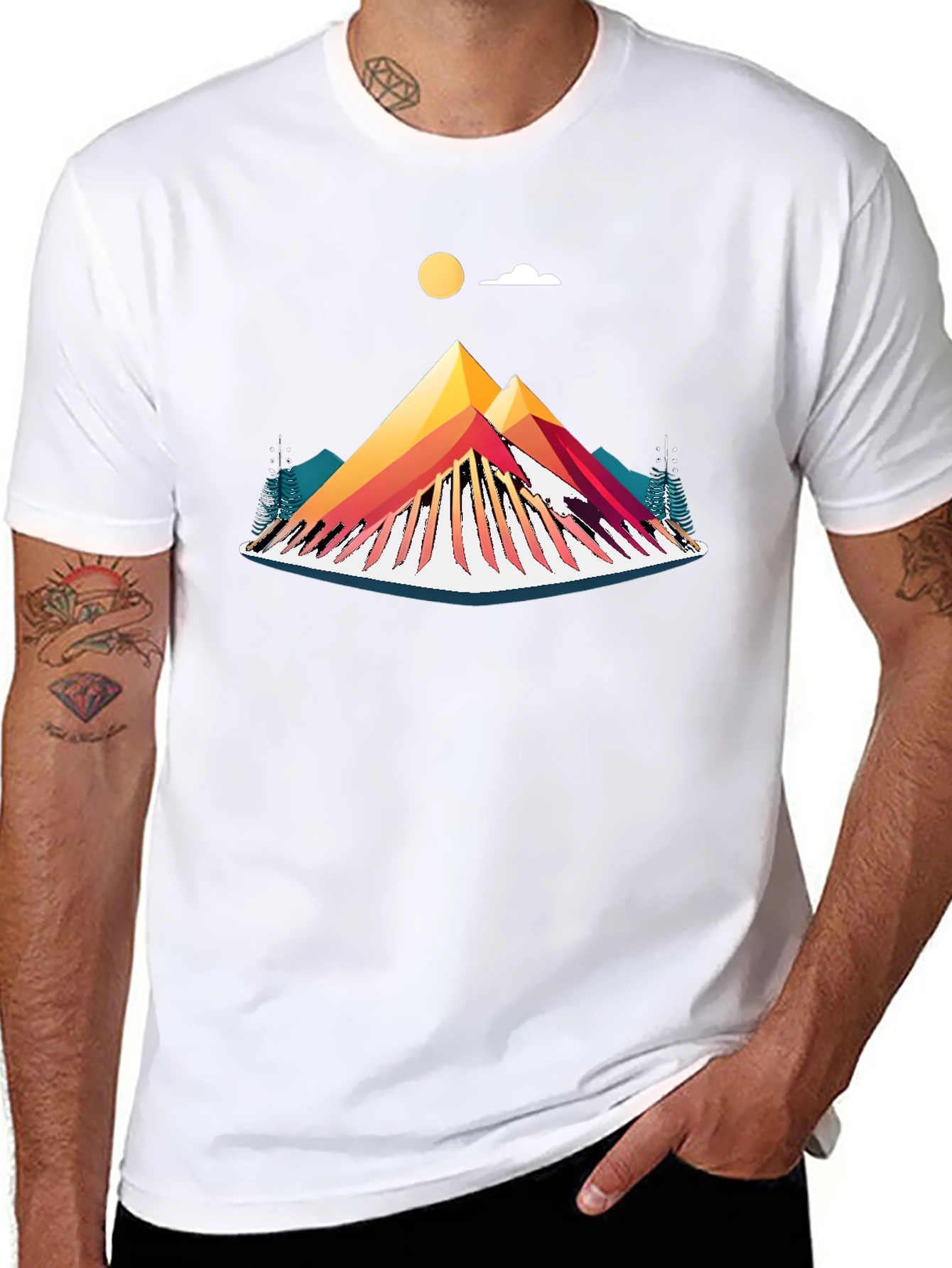 Abstract Mountain Graphic T-Shirt
