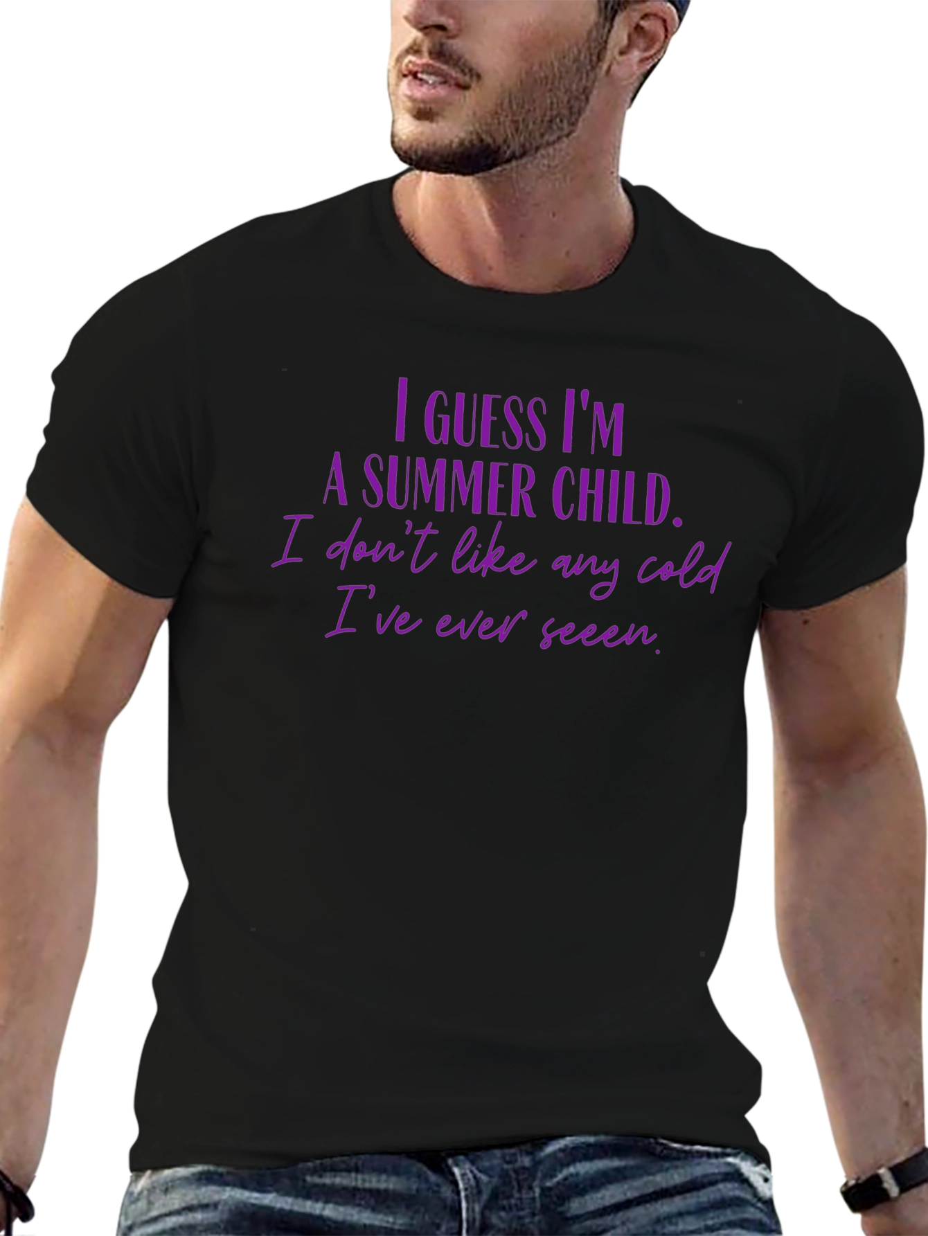 Summer Child Graphic Tee - Black Crew Neck T-Shirt