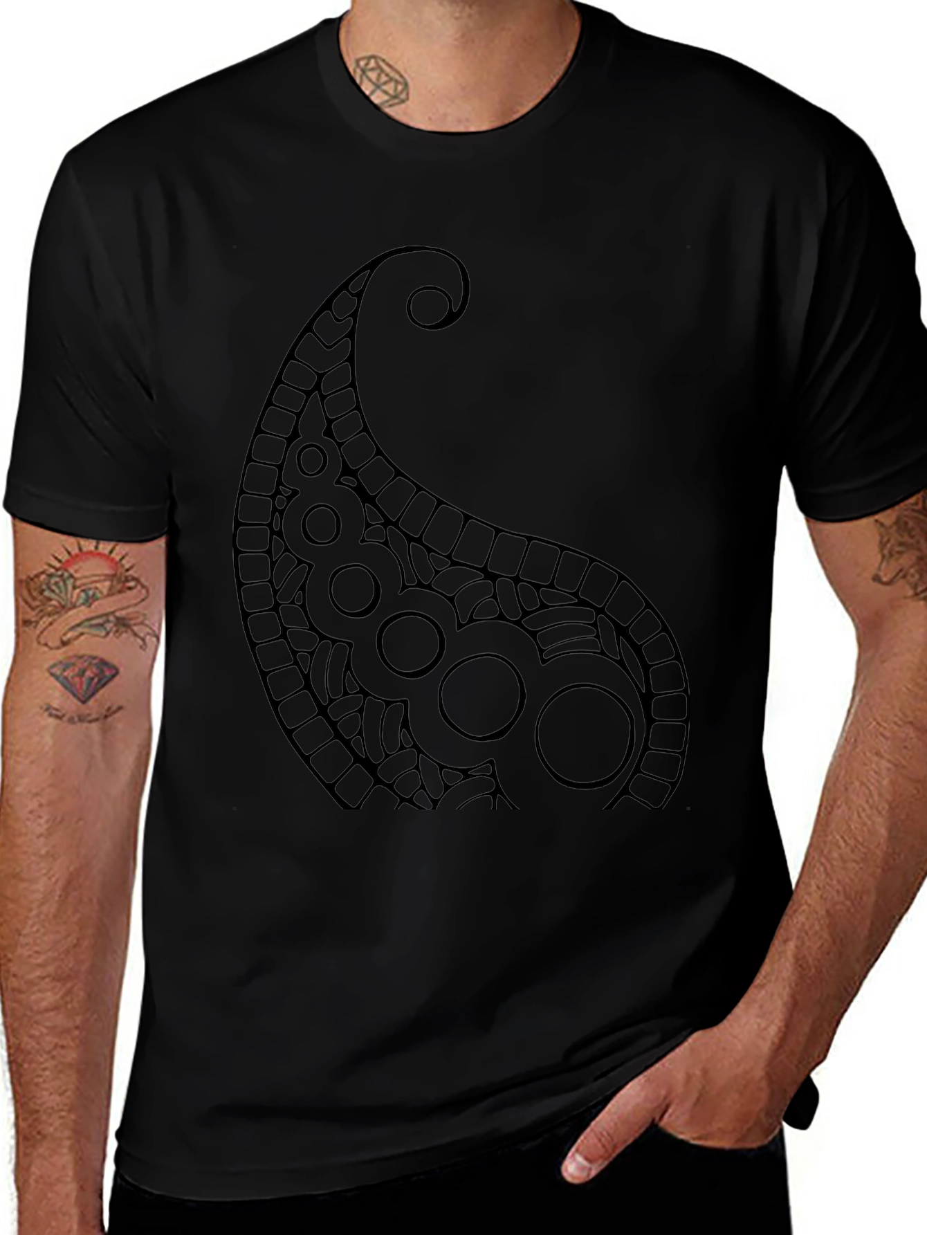 Paisley Print Black T-Shirt
