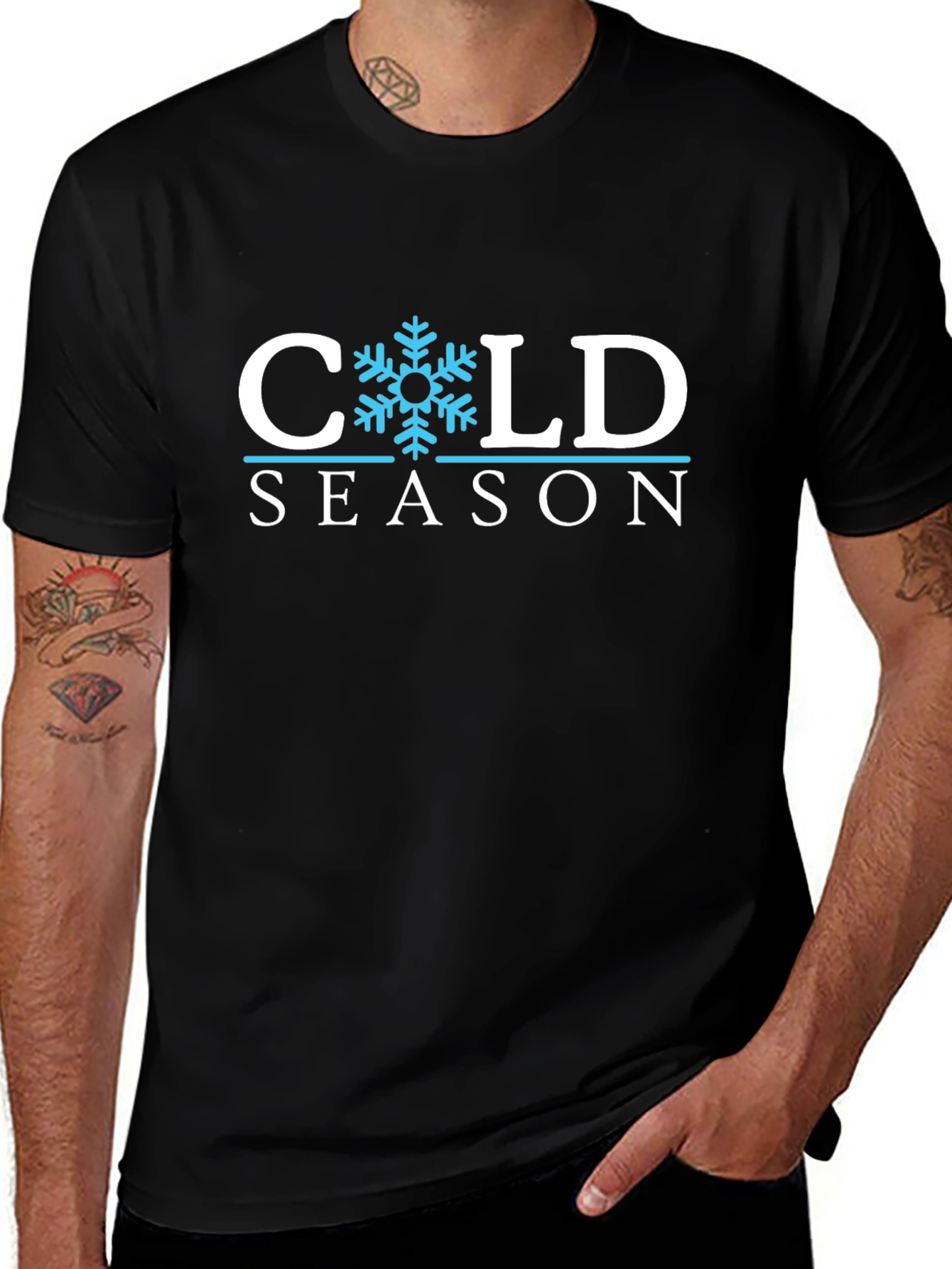 Cold Season Graphic Tee - Black Cotton Shirt