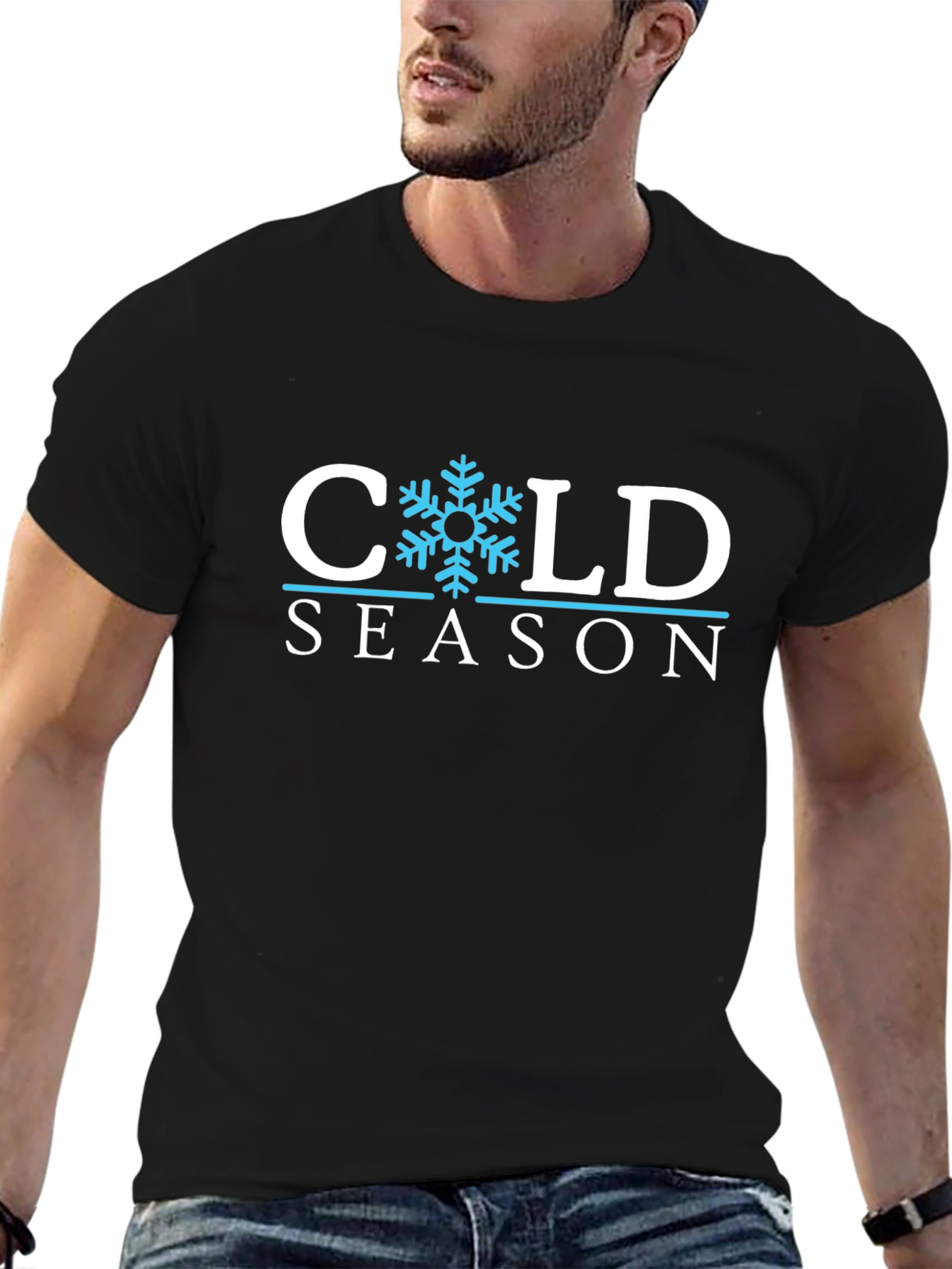 Cold Season Graphic Tee - Black Cotton Shirt