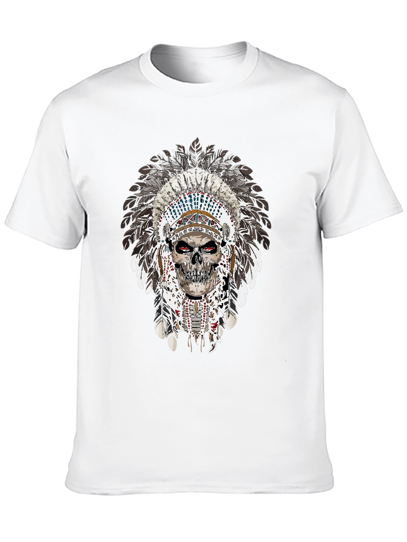 Skull Indian Headdress Graphic Tee