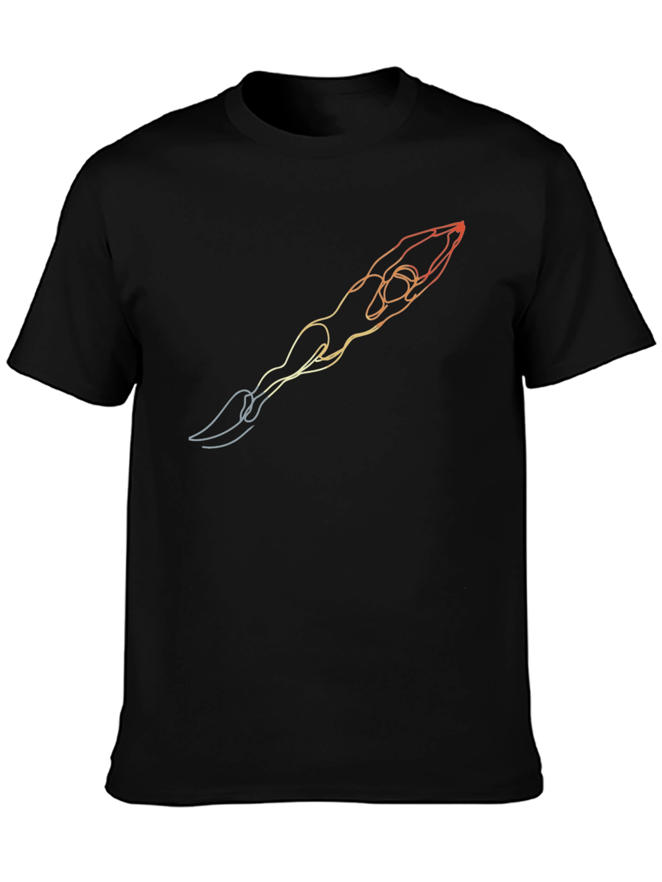 Diver Line Art T-Shirt - Black