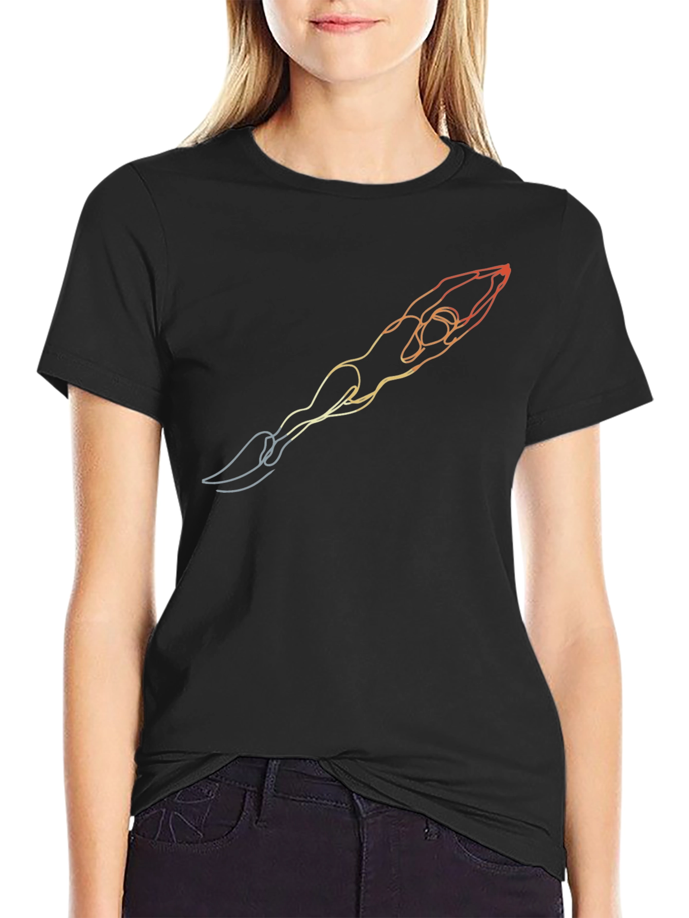 Diver Line Art T-Shirt - Black