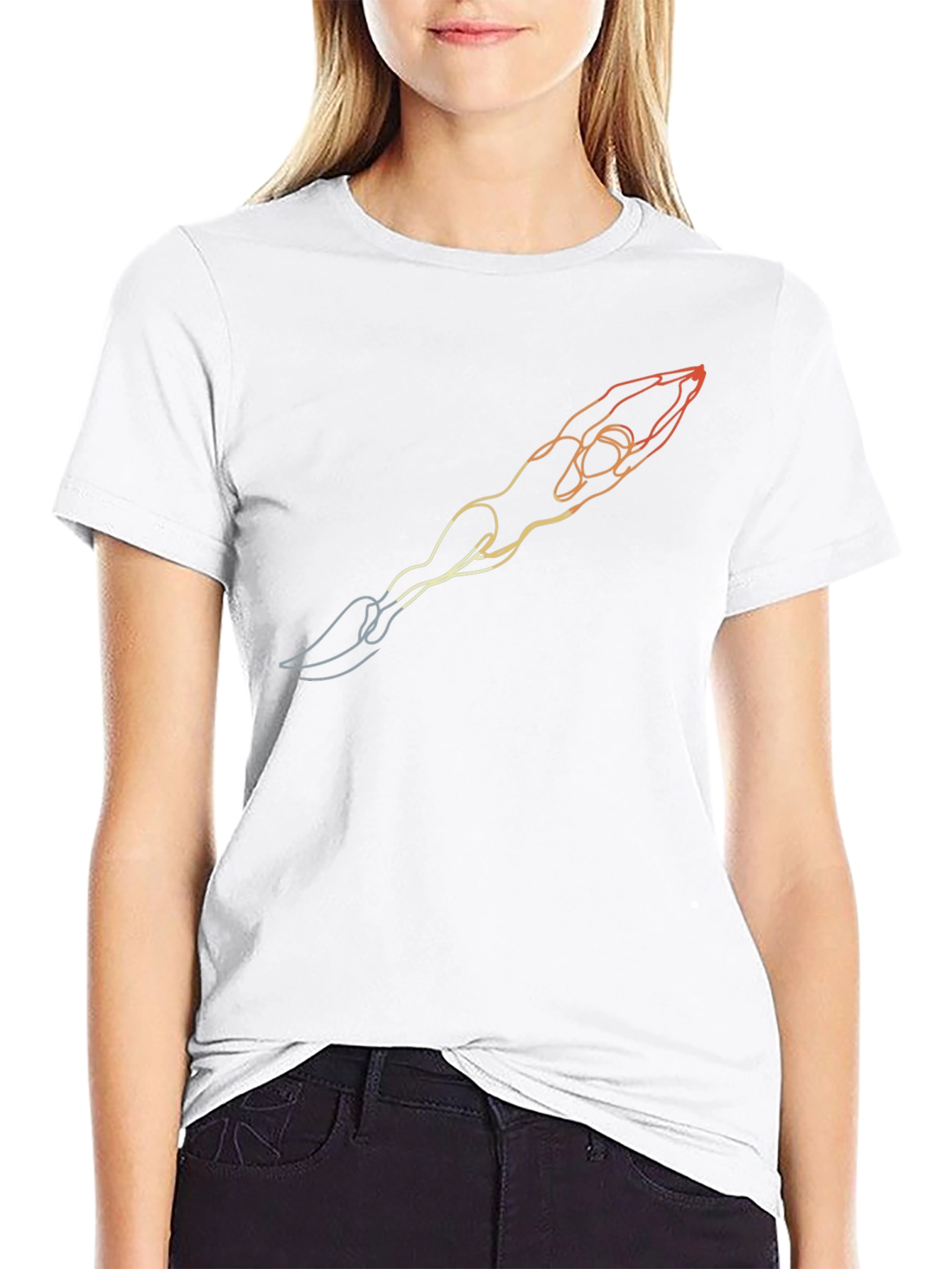 Diver Line Art T-Shirt - Black