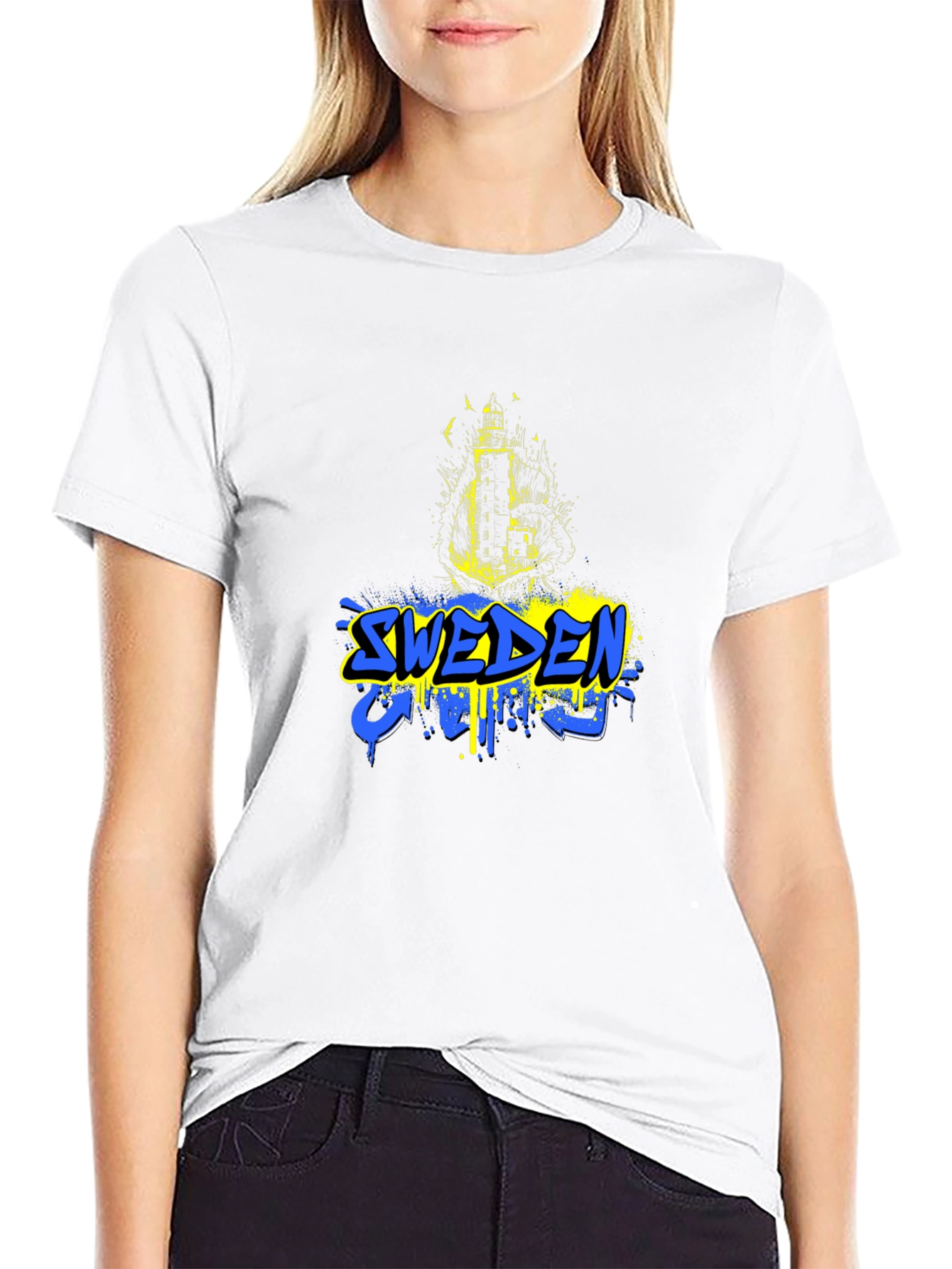 Sweden Flag Graphic Black T-Shirt