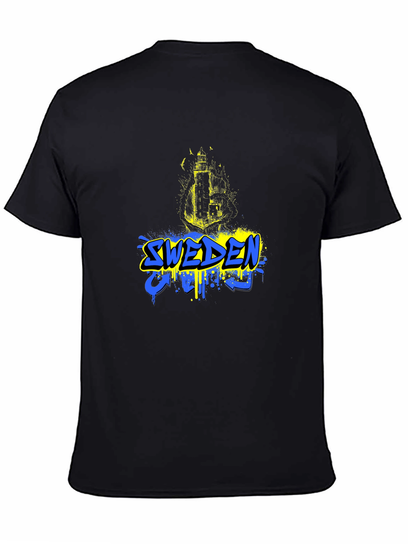 Sweden Flag Graphic Black T-Shirt