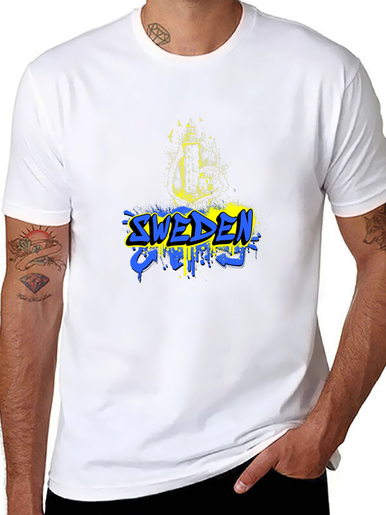 Sweden Flag Graphic Black T-Shirt
