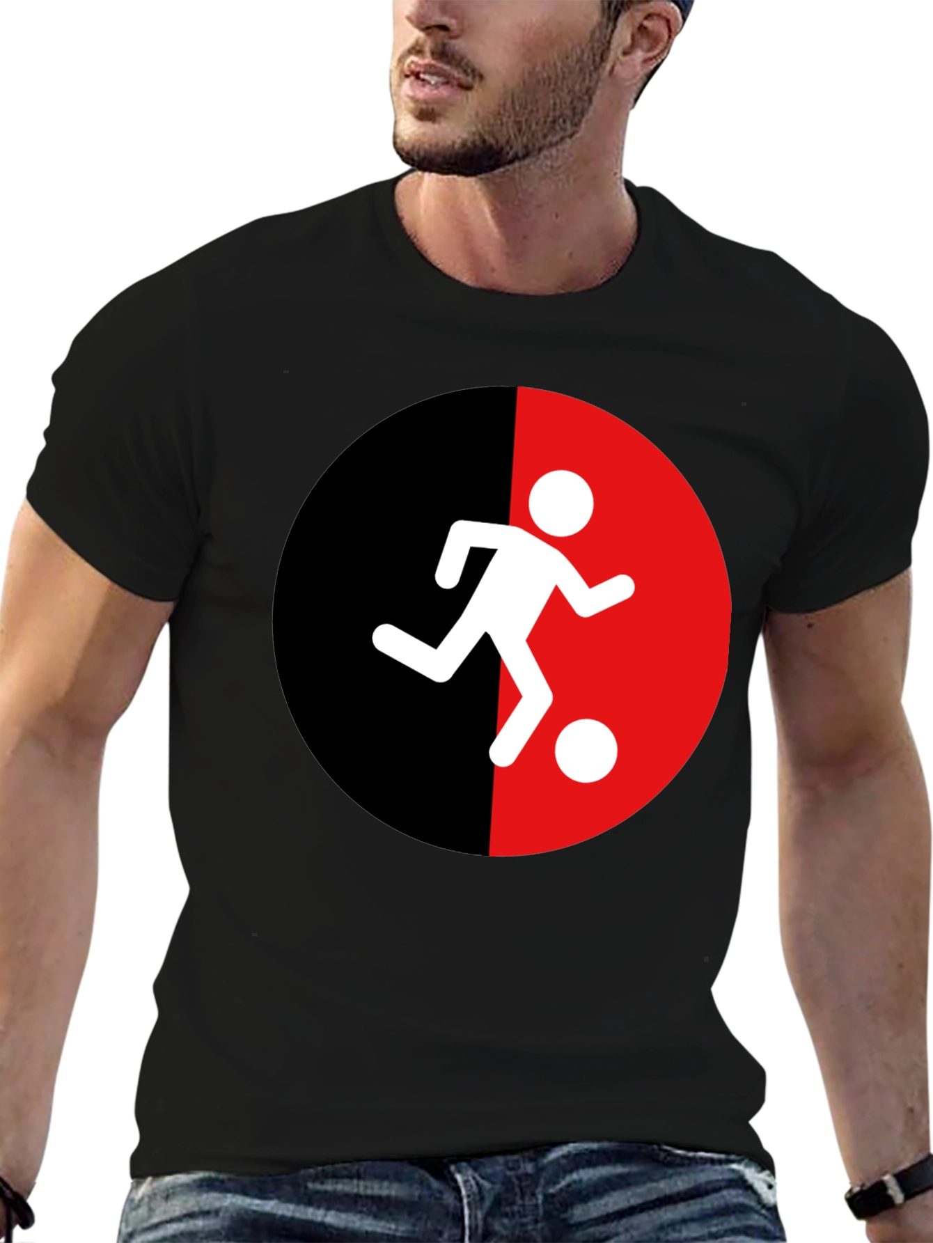 Soccer Player Graphic Tee - Black