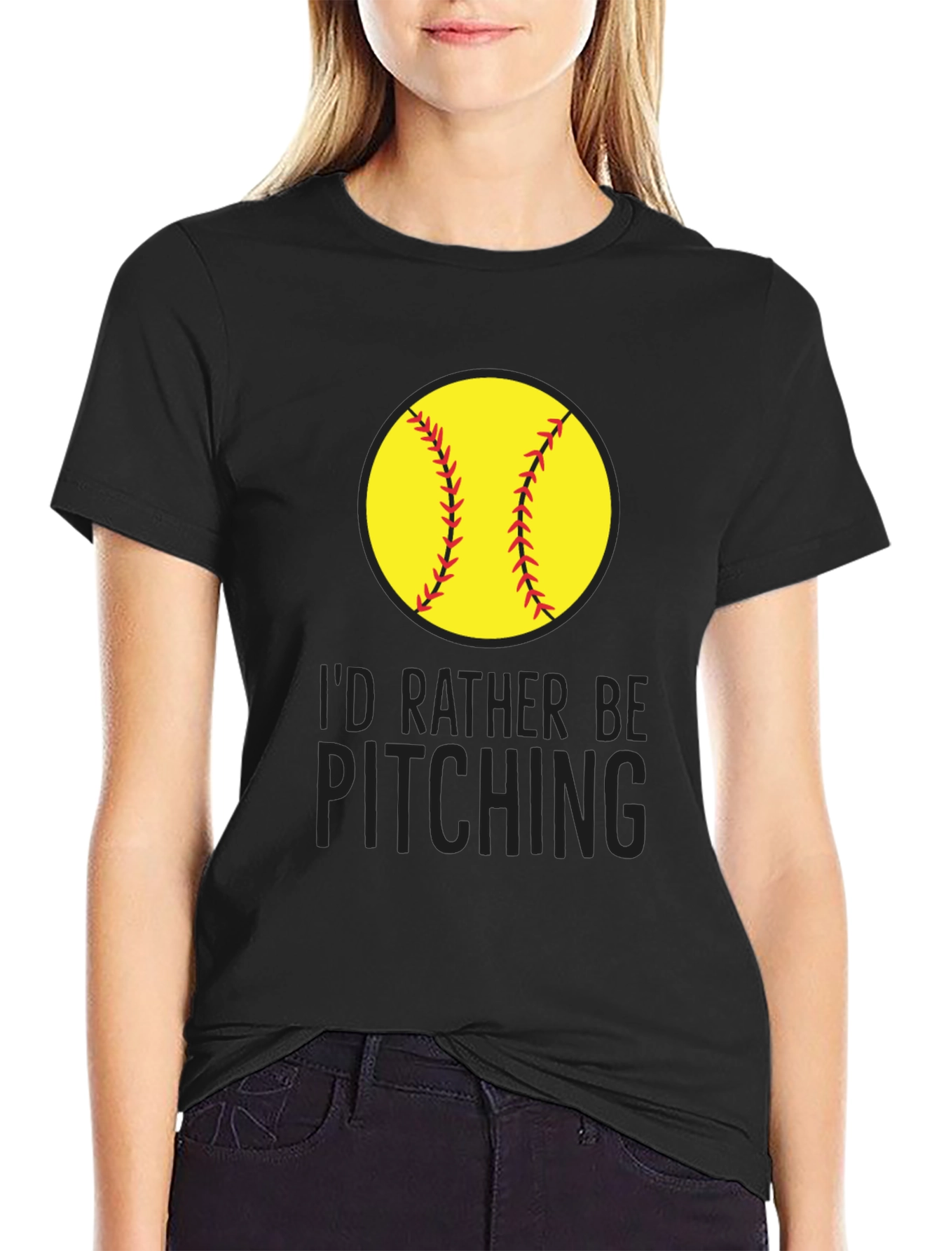 Id Rather Be Pitching T-Shirt - Softball Graphic Tee