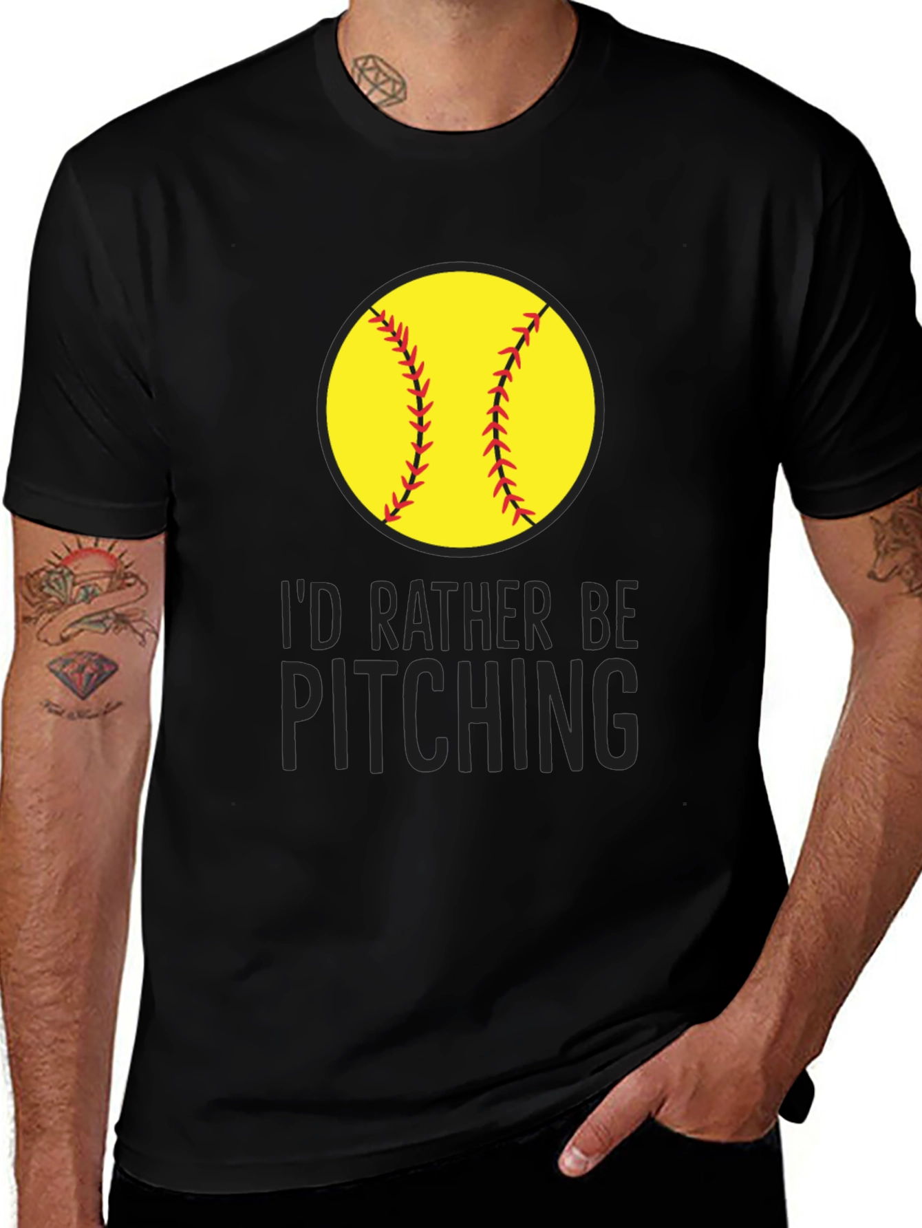 Id Rather Be Pitching T-Shirt - Softball Graphic Tee
