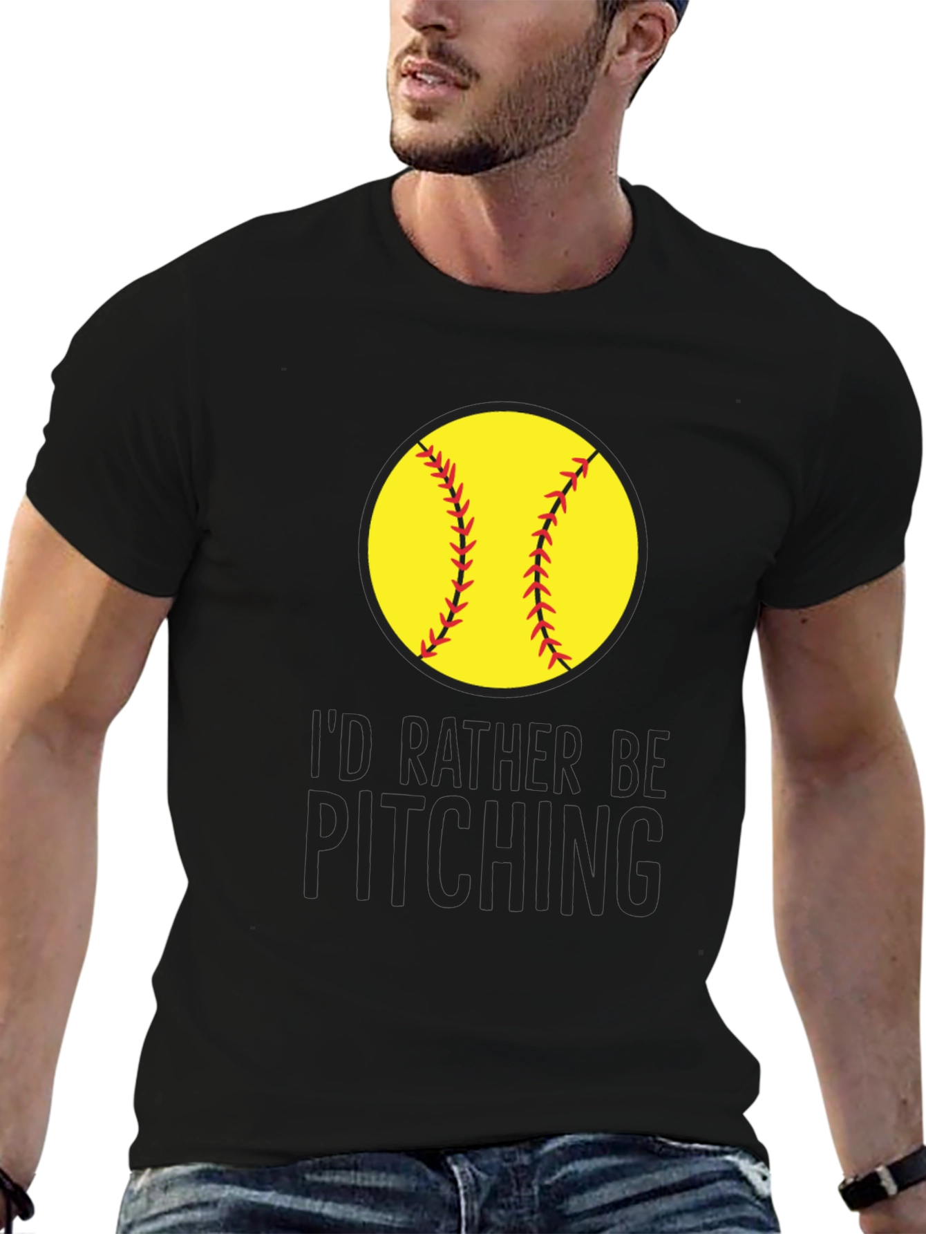 Id Rather Be Pitching T-Shirt - Softball Graphic Tee