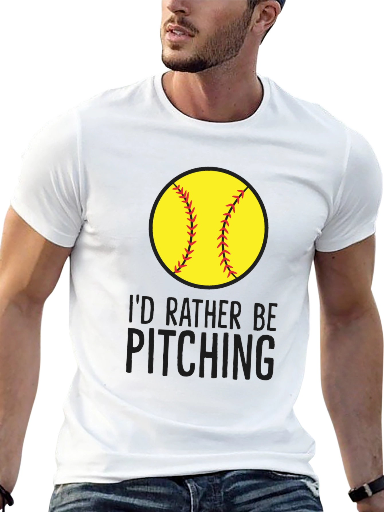 Id Rather Be Pitching T-Shirt - Softball Graphic Tee
