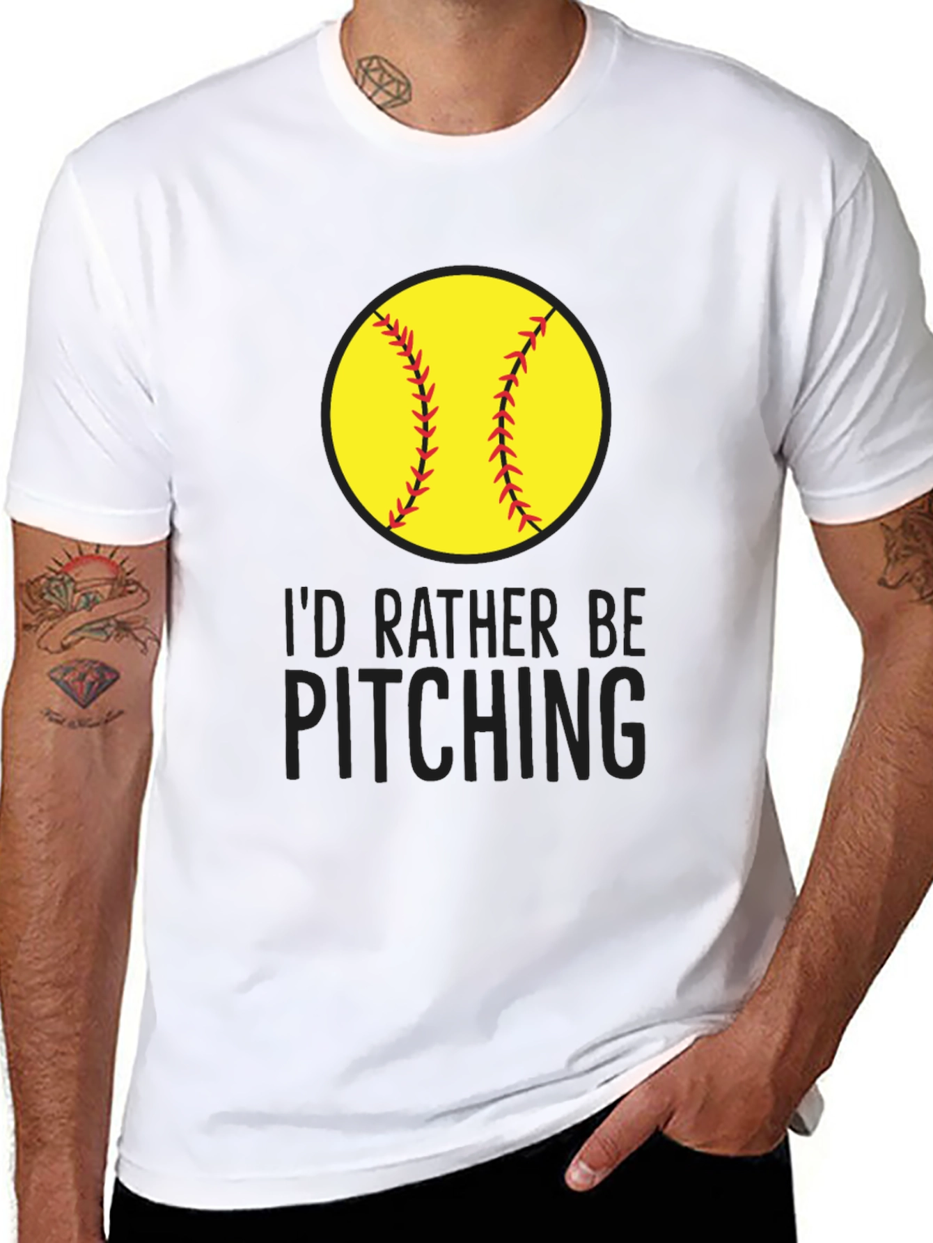 Id Rather Be Pitching T-Shirt - Softball Graphic Tee